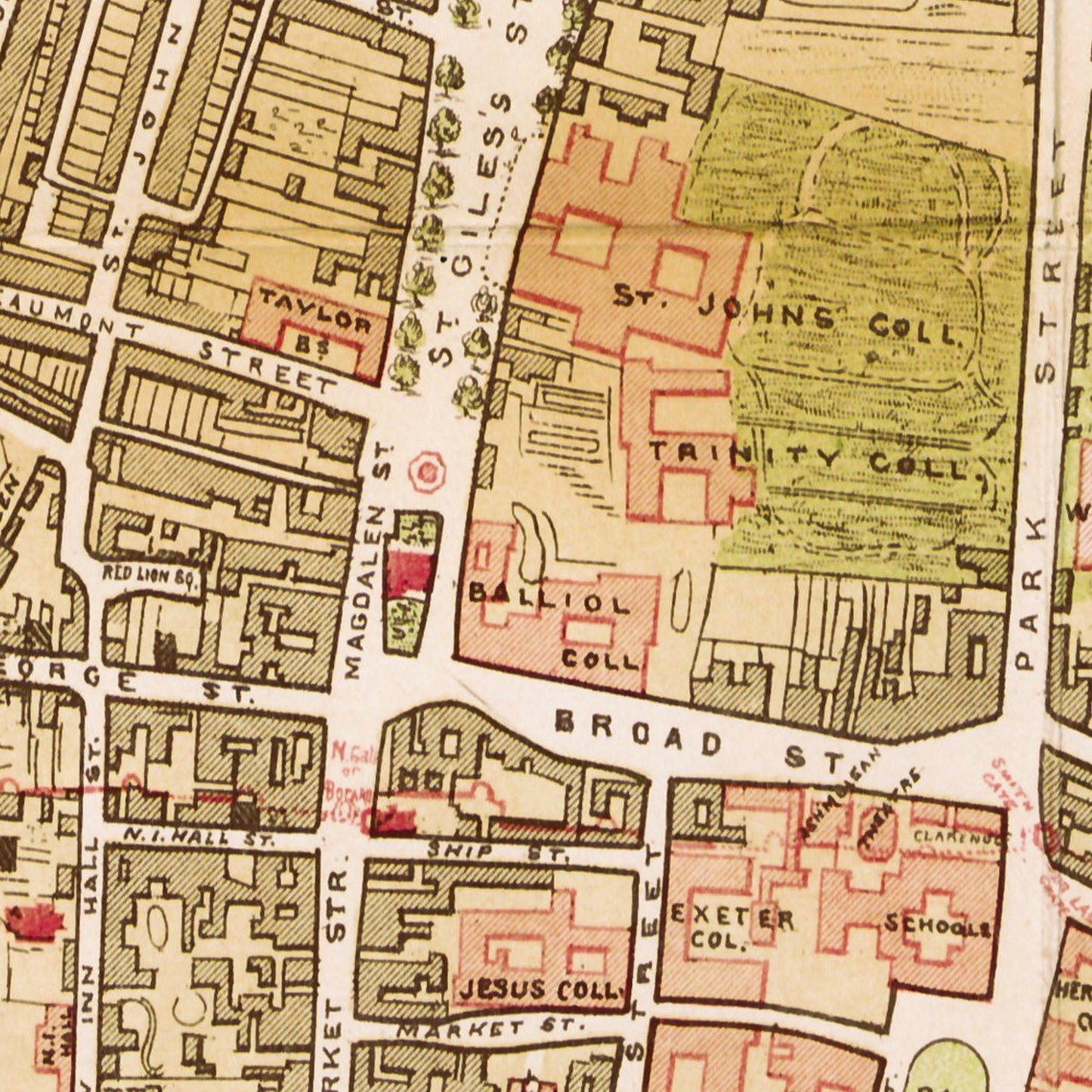 Oxford England UK 1875 - Old Antique Map - Art Print