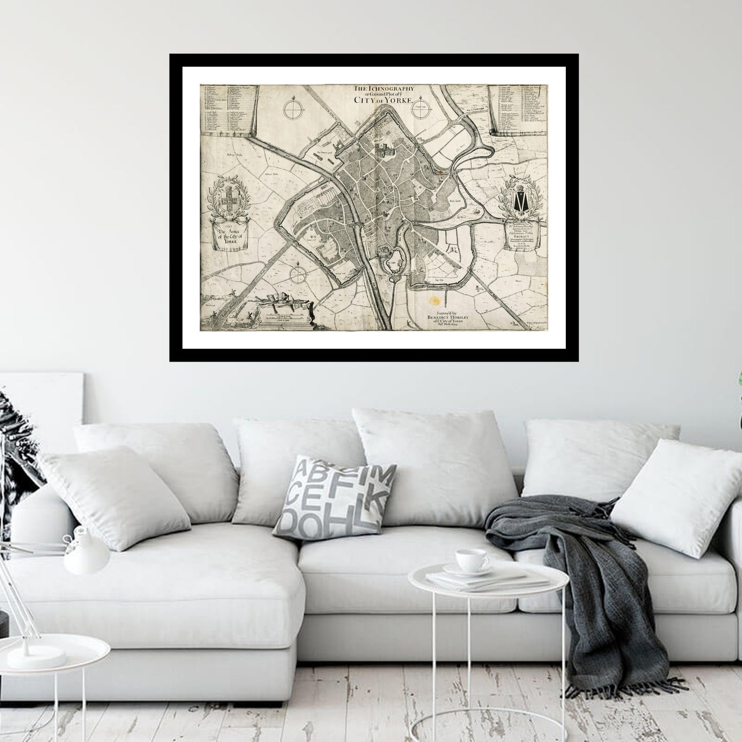 Antique map of York from 1697 - art print. Vintage poster from the old maps of United Kingdom collection