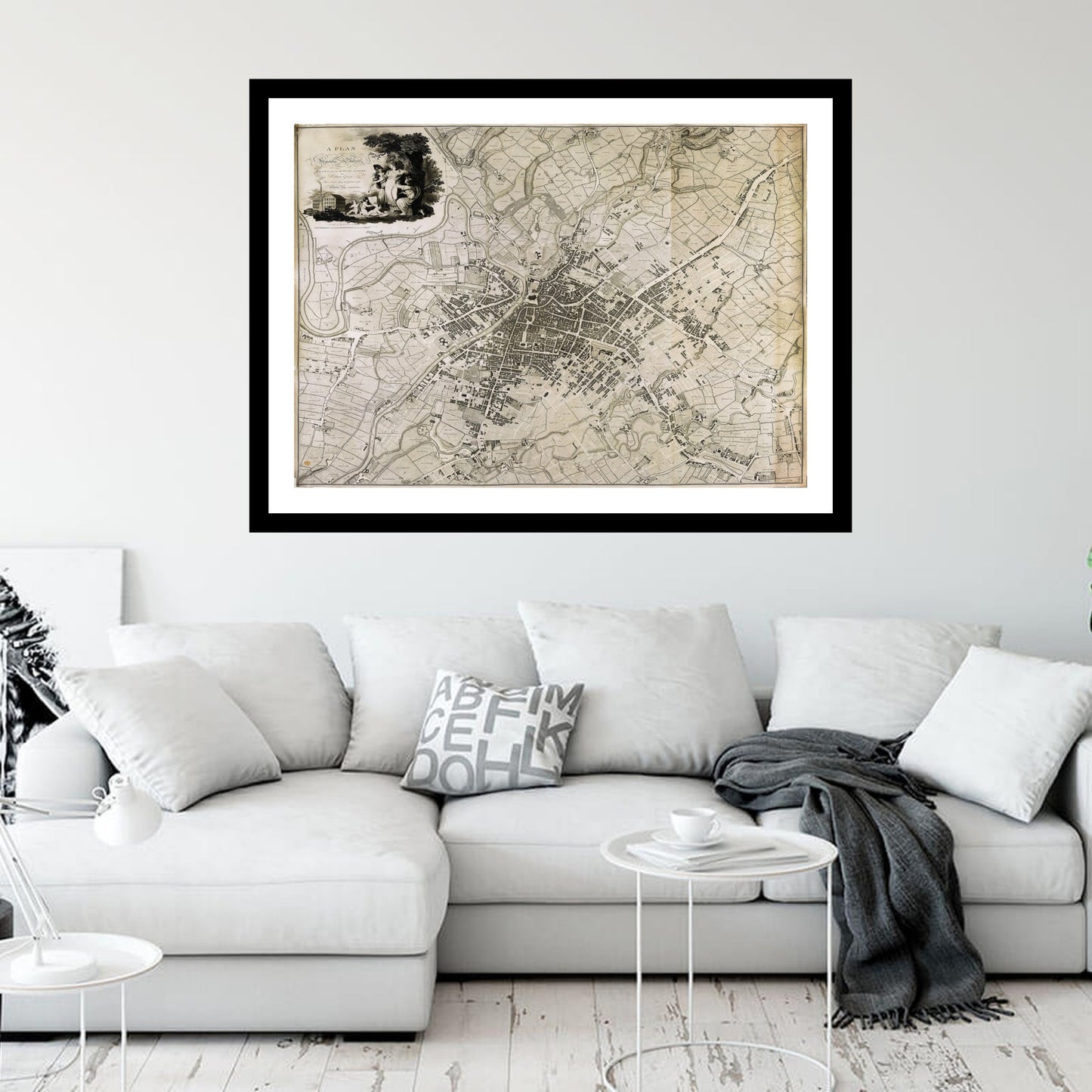 Antique map of Manchester from 1794 - art print. Vintage poster from the old maps of United Kingdom collection