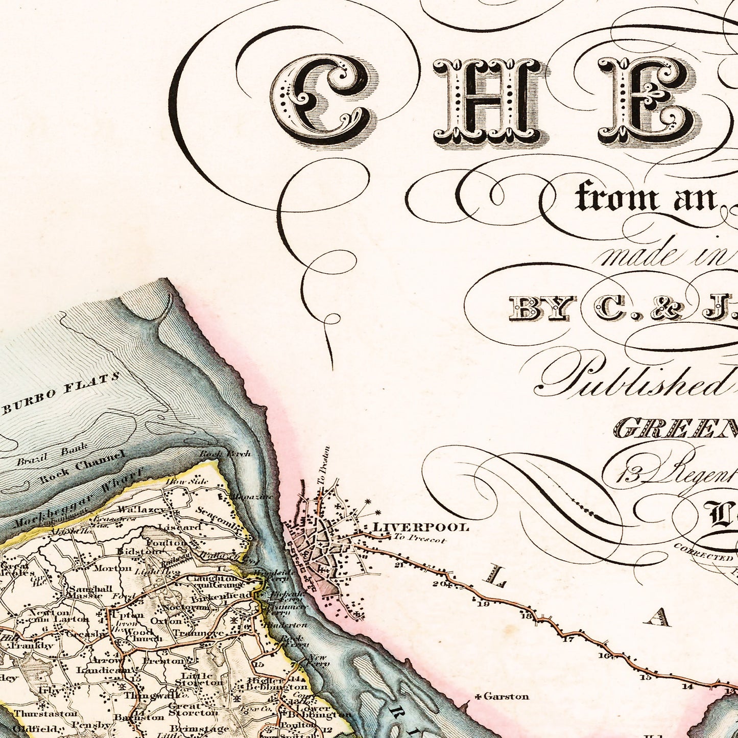 Chester Cheshire England UK 1830 - Old Antique Map - Art Print