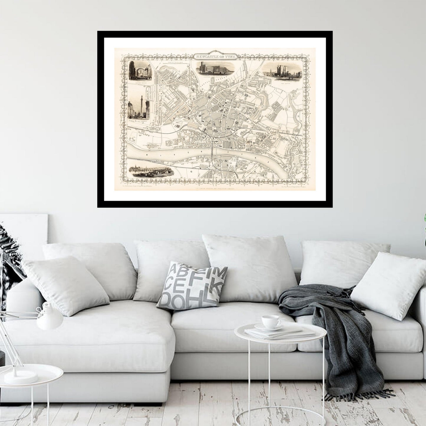 Antique map of Newcastle from 1815 - art print. Vintage poster from the old maps of United Kingdom collection