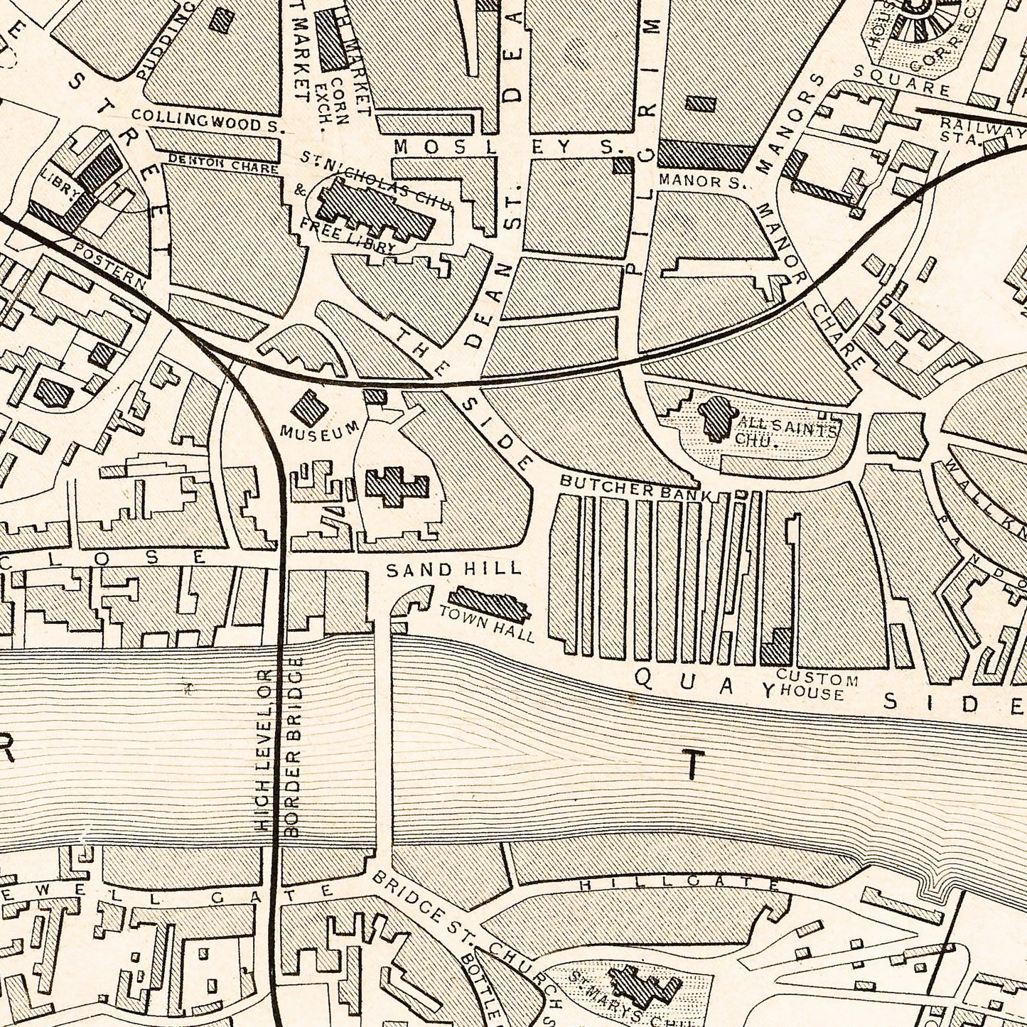 Newcastle England UK 1815 - Old Antique Map - Art Print