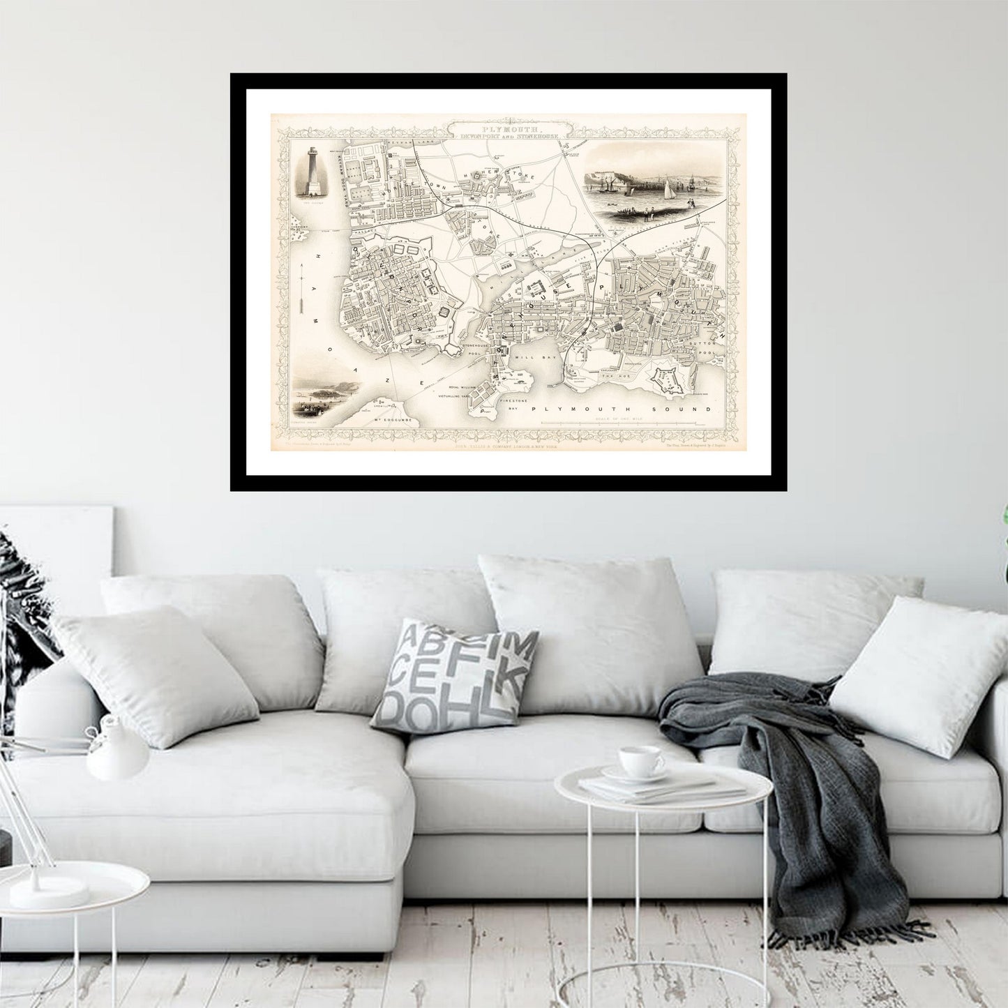 Antique map of Plymouth Devonport from 1815 - art print. Vintage poster from the old maps of United Kingdom collection