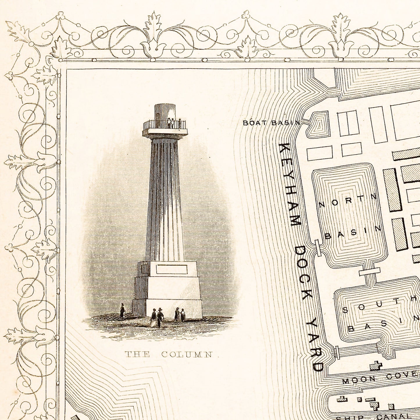 Plymouth Devonport England UK 1815 - Old Antique Map - Art Print