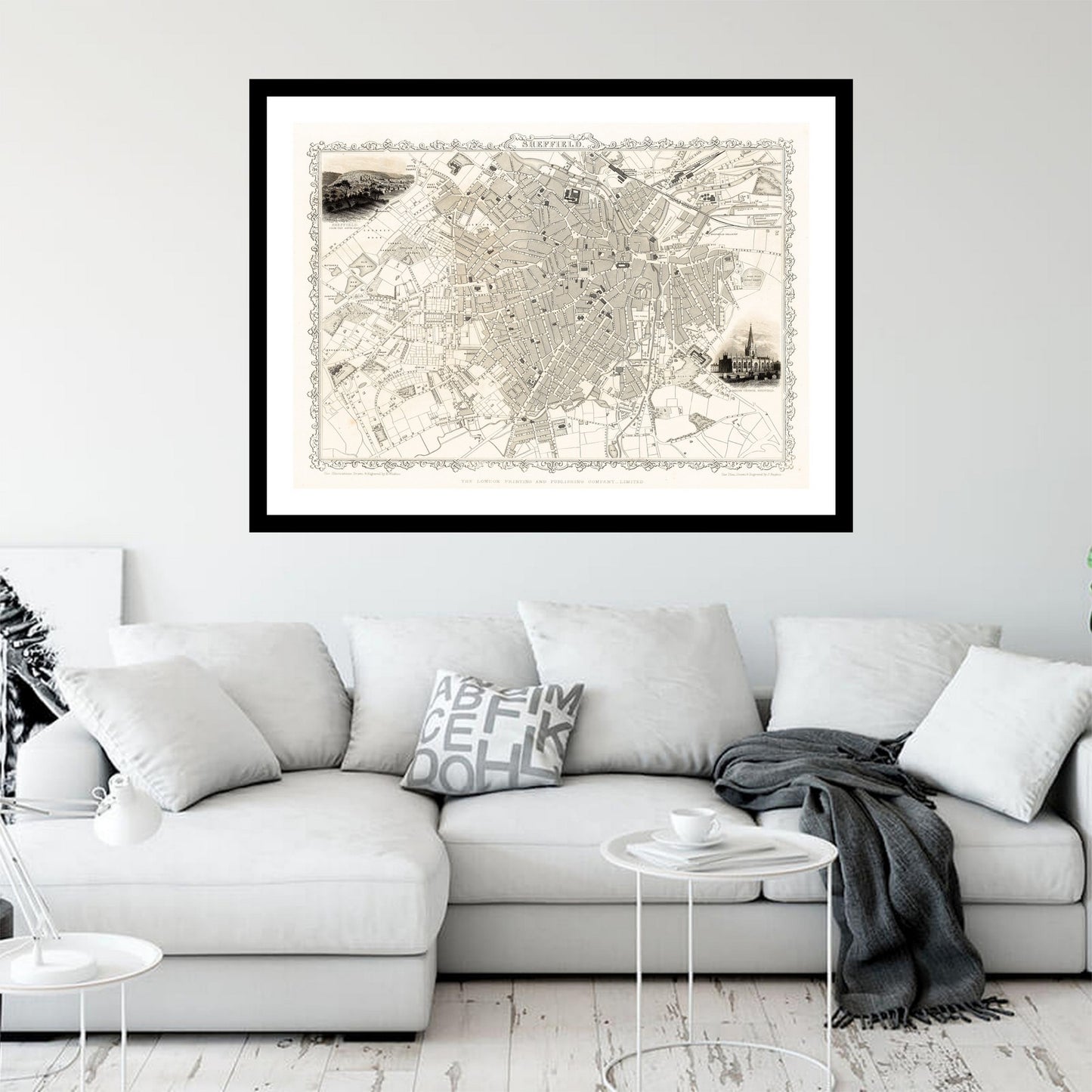 Antique map of Sheffield from 1815 - art print. Vintage poster from the old maps of United Kingdom collection