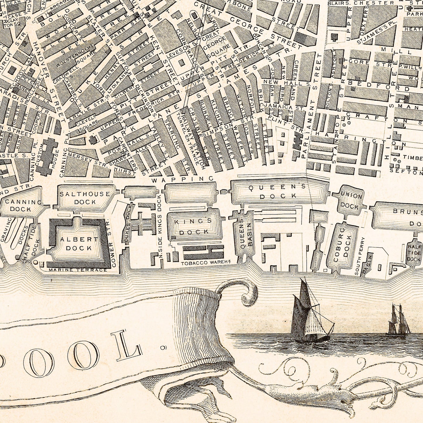Liverpool England UK 1815 - Old Antique Map - Art Print
