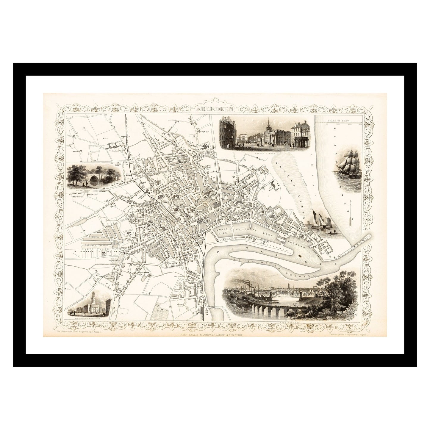 Antique map of Aberdeen from 1815 - art print. Vintage poster from the old maps of United Kingdom collection