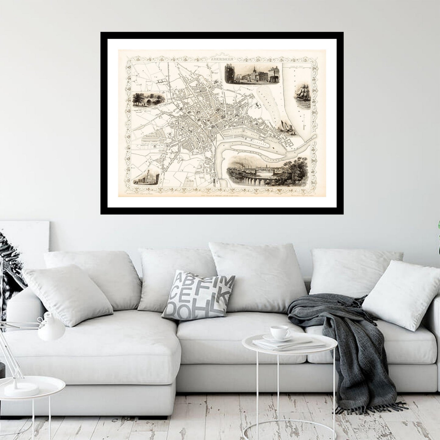 Antique map of Aberdeen from 1815 - art print. Vintage poster from the old maps of United Kingdom collection
