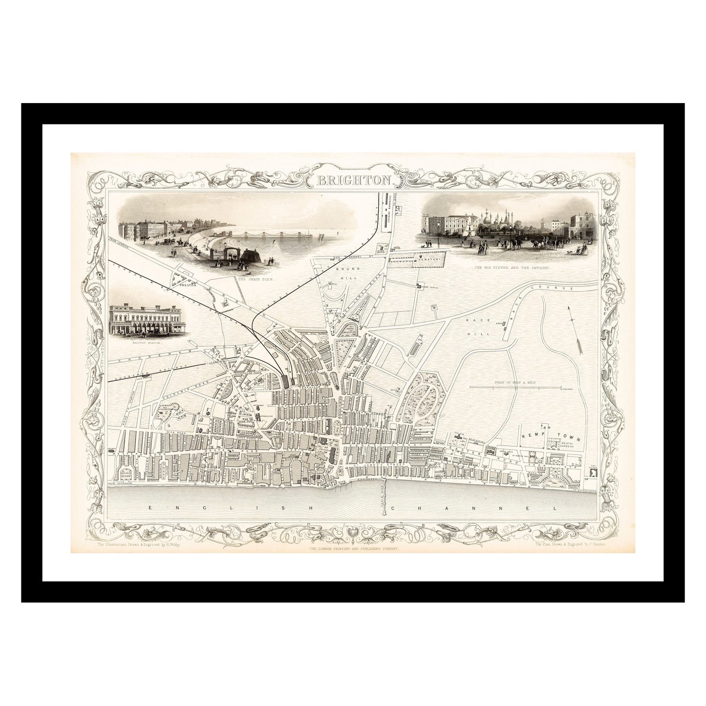 Antique map of Brighton from 1815 - art print. Vintage poster from the old maps of United Kingdom collection