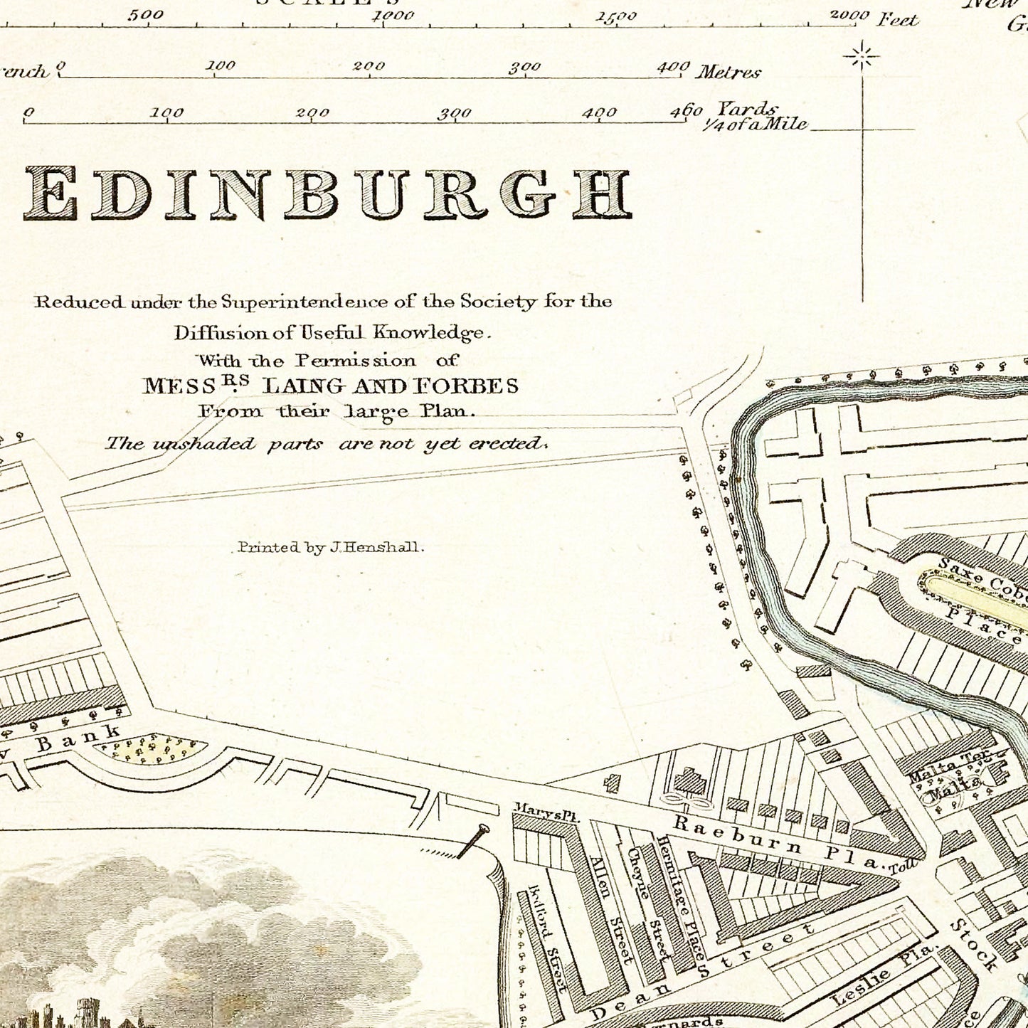 Edinburgh Scotland UK 1834 - Old Antique Map - Art Print