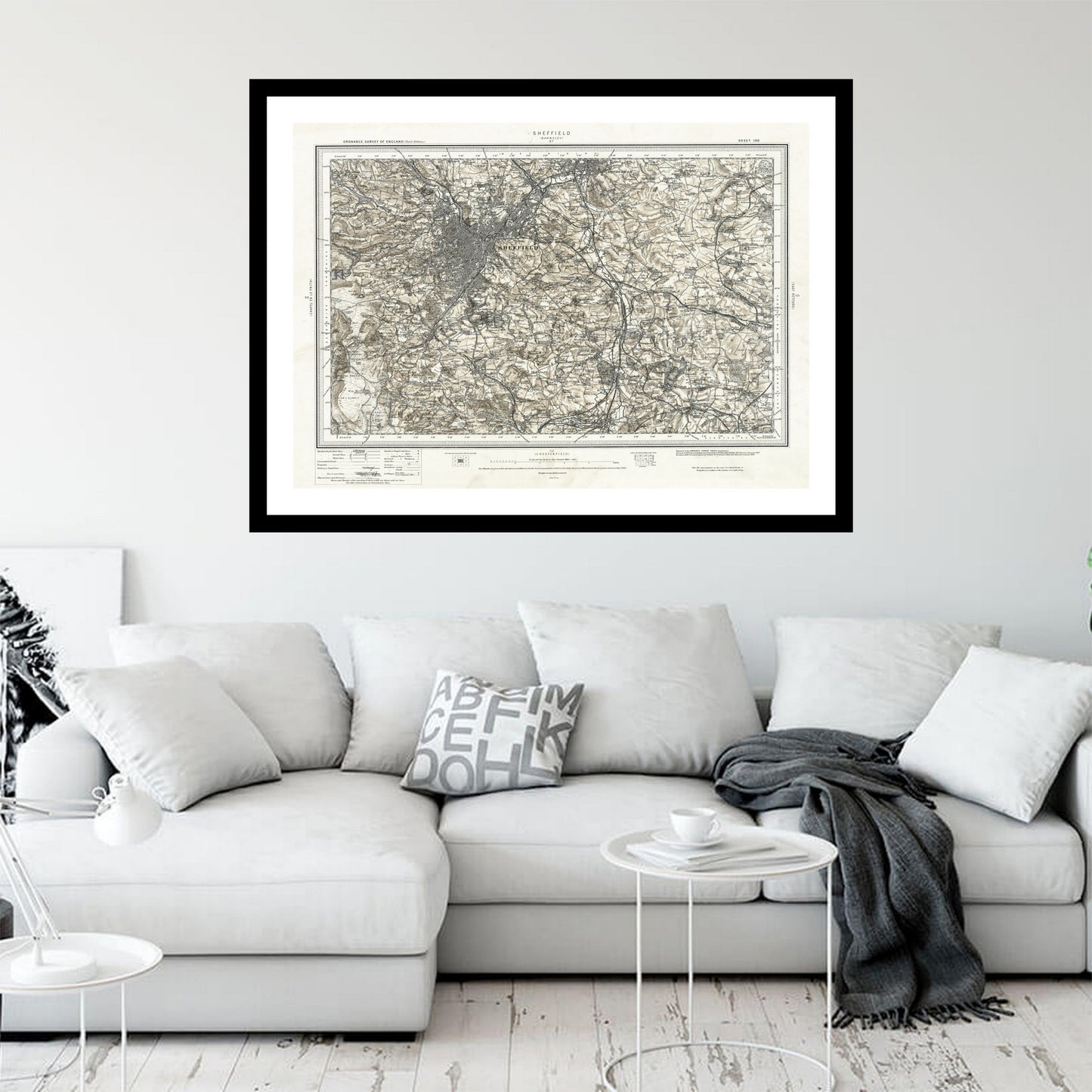Antique map of Sheffield from 1909 - art print. Vintage poster from the old maps of United Kingdom collection