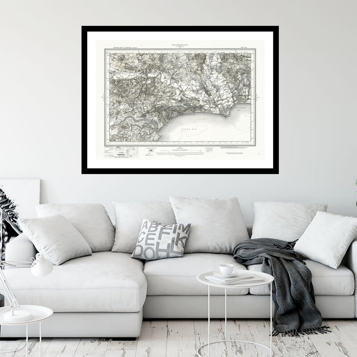 Antique map of Bournemouth from 1904 - art print. Vintage poster from the old maps of United Kingdom collection