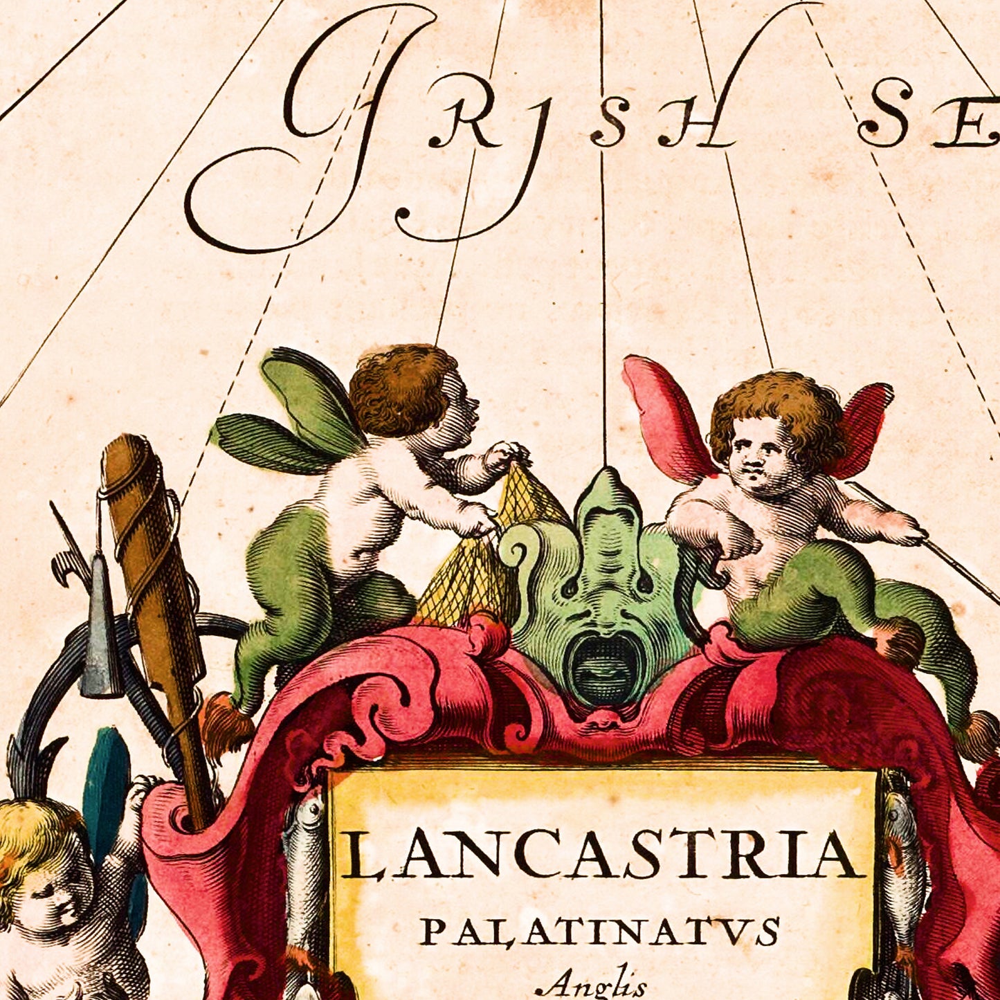 Lancashire England UK 1646 - Old Antique Map - Art Print