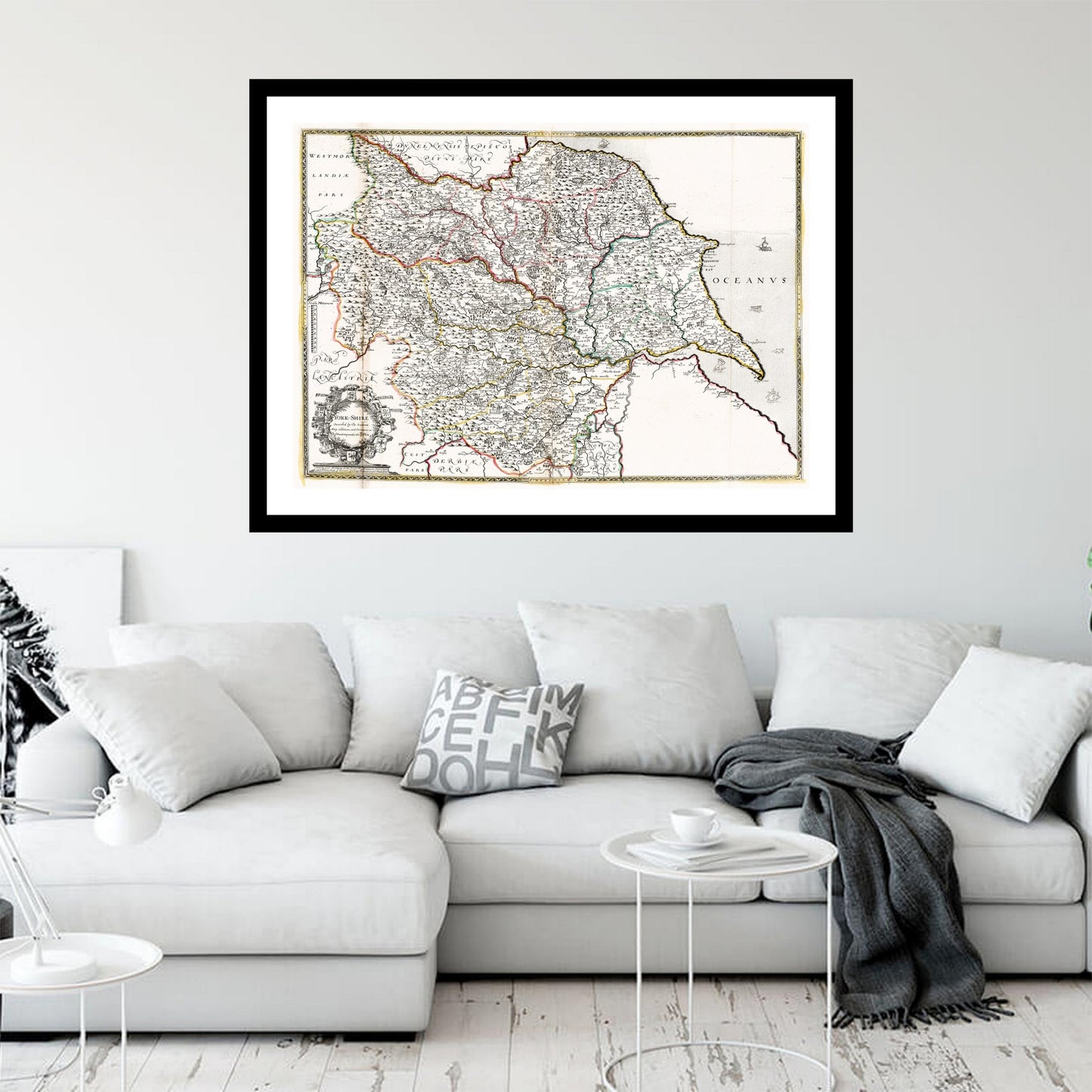 Antique map of Yorkshire from 1732 - art print. Vintage poster from the old maps of United Kingdom collection