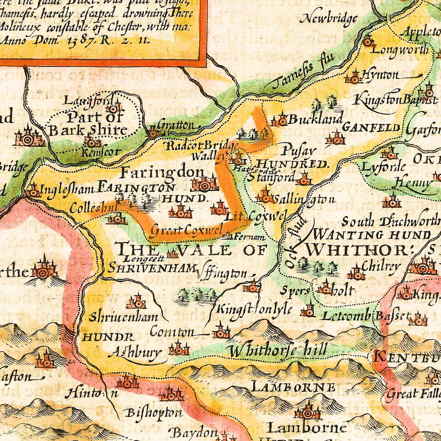 Berkshire England UK 1665 - Old Antique Map - Art Print