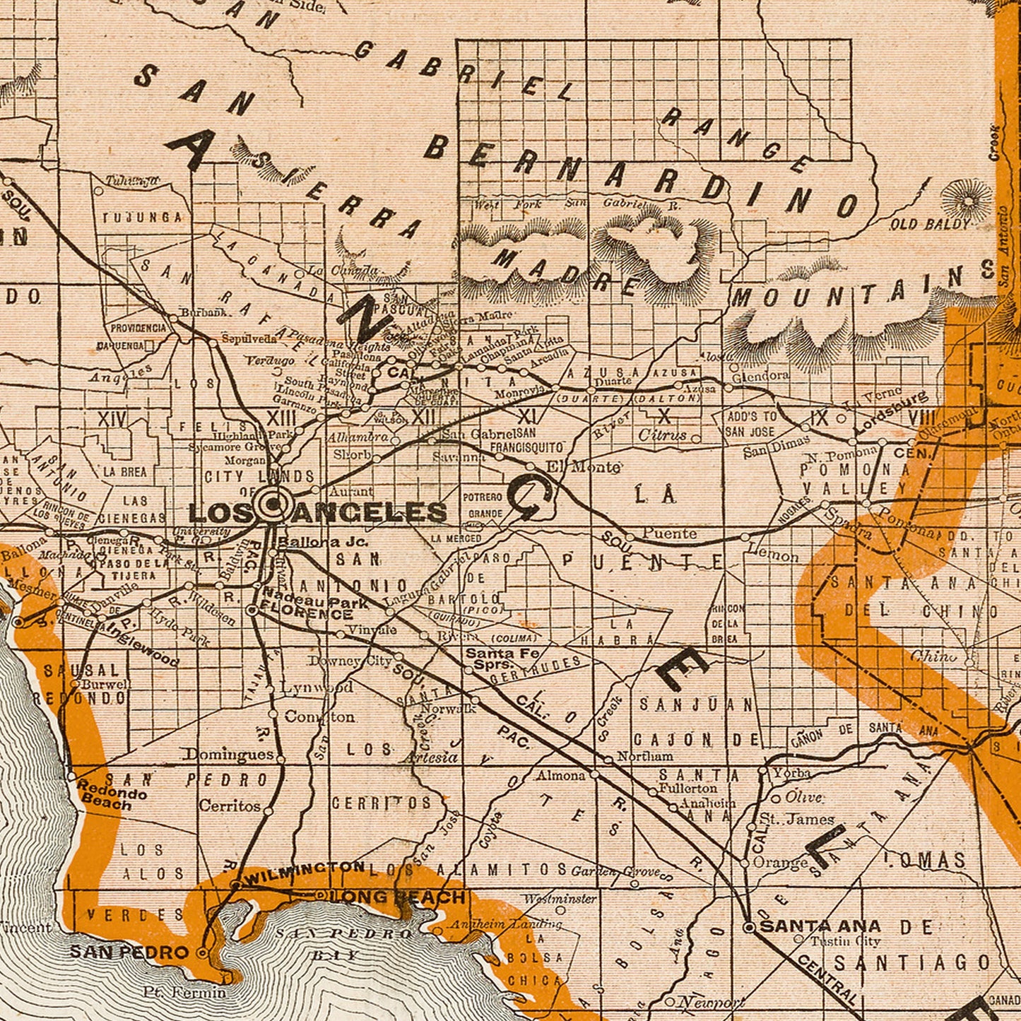 California USA 1888 - Old Antique Map - Art Print