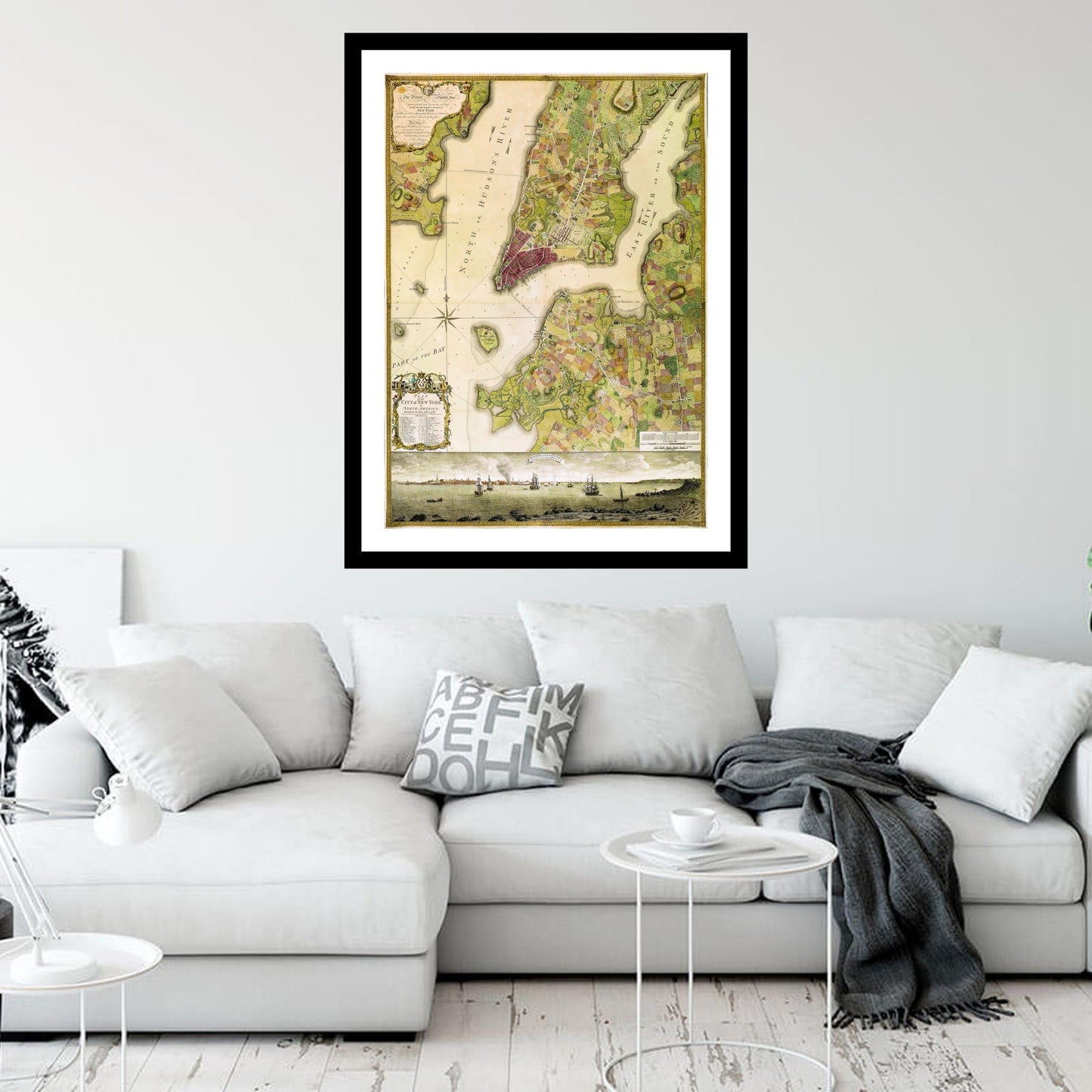 Antique map of New York from 1770 - art print. Vintage poster from the old maps of United States collection