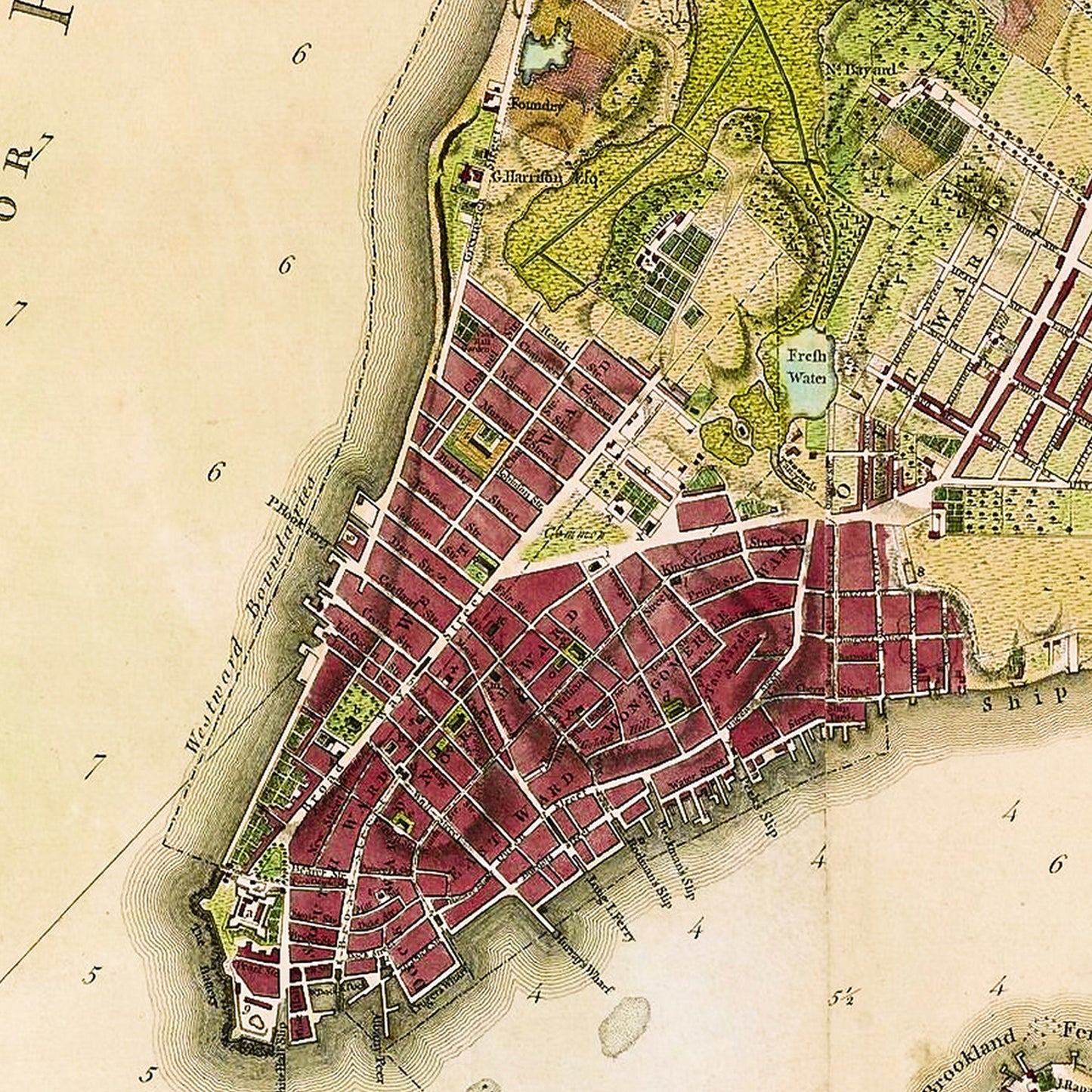 New York USA 1770 - Old Antique Map - Art Print