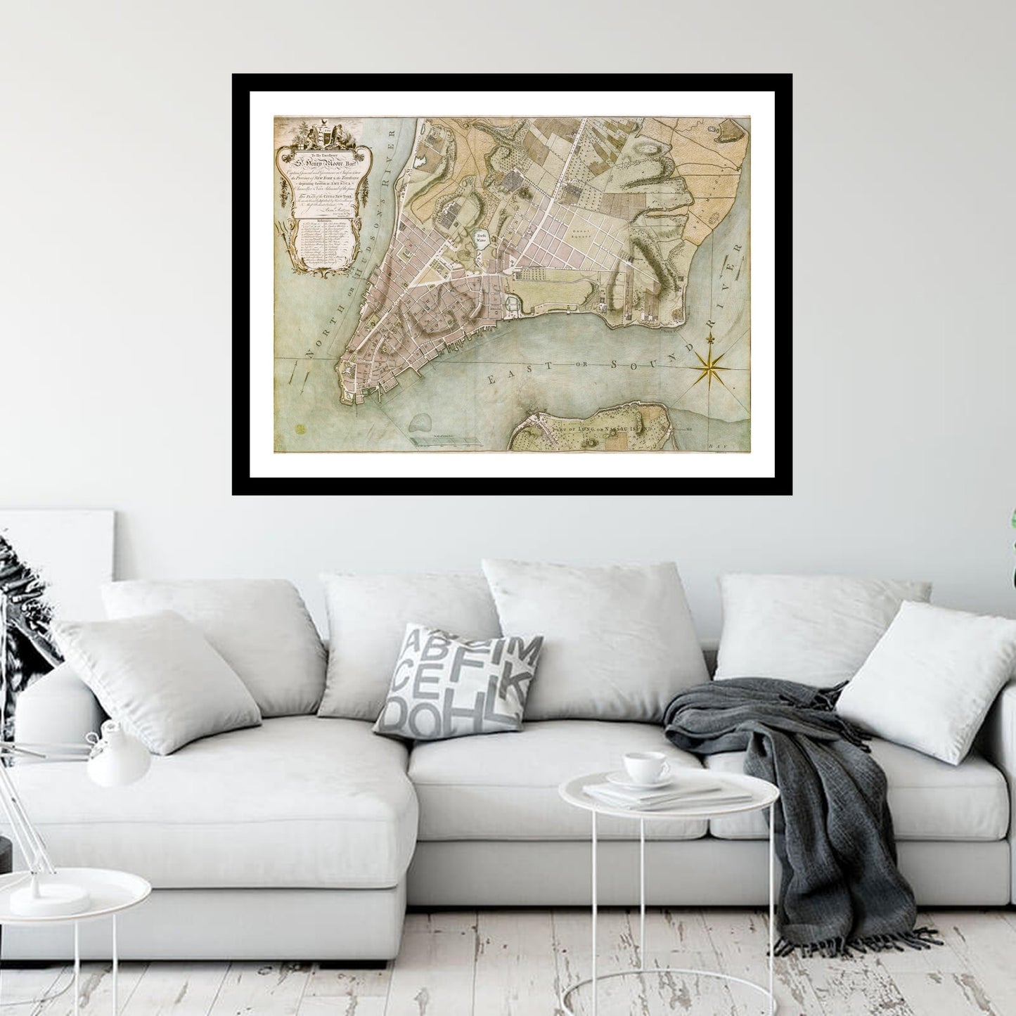 Antique map of New York from 1769 - art print. Vintage poster from the old maps of United States collection