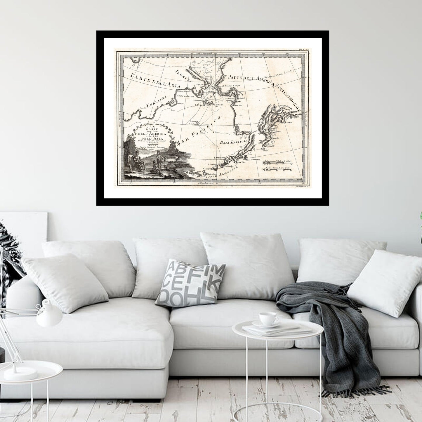 Antique map of Alaska from 1798 - art print. Vintage poster from the old maps of United States collection