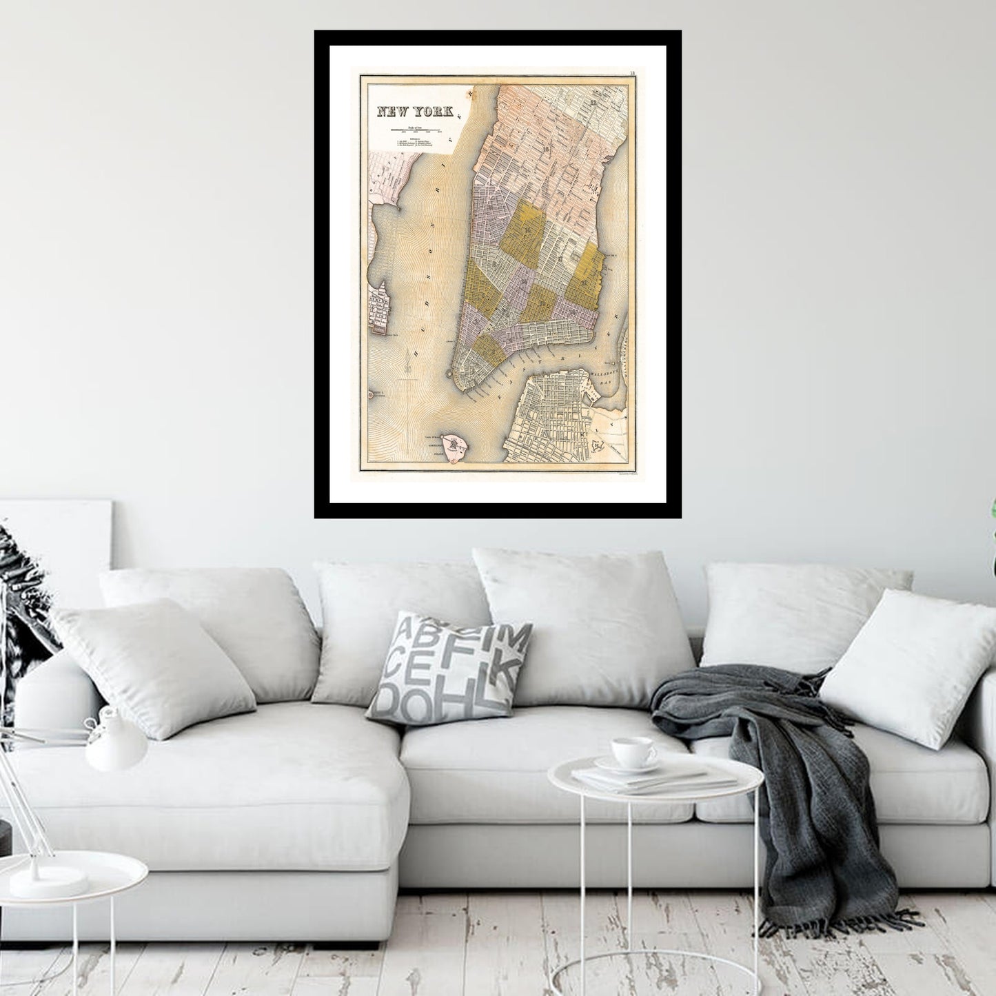 Antique map of New York from 1839 - art print. Vintage poster from the old maps of United States collection