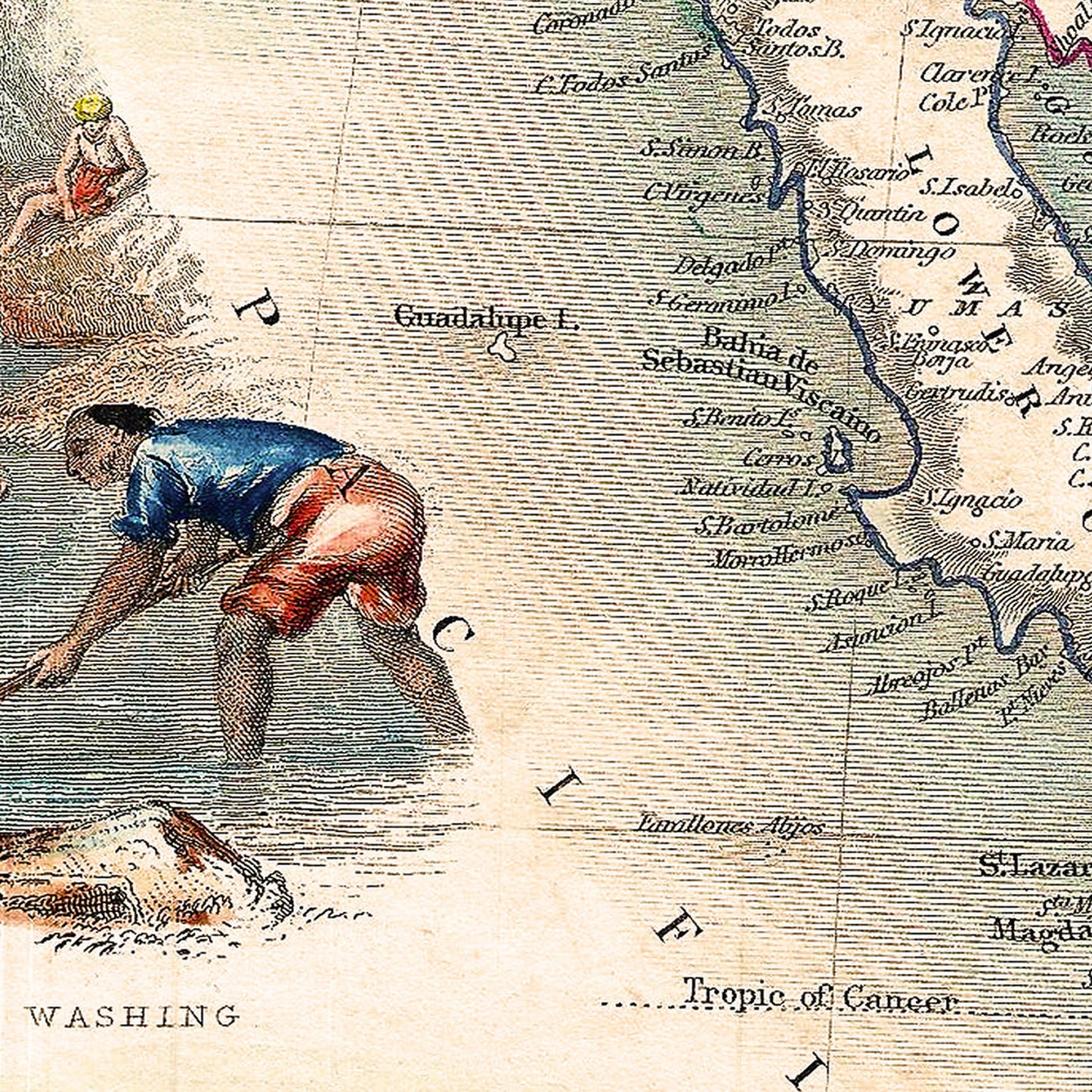 Mexico Texas California USA 1851 - Old Antique Map - Art Print