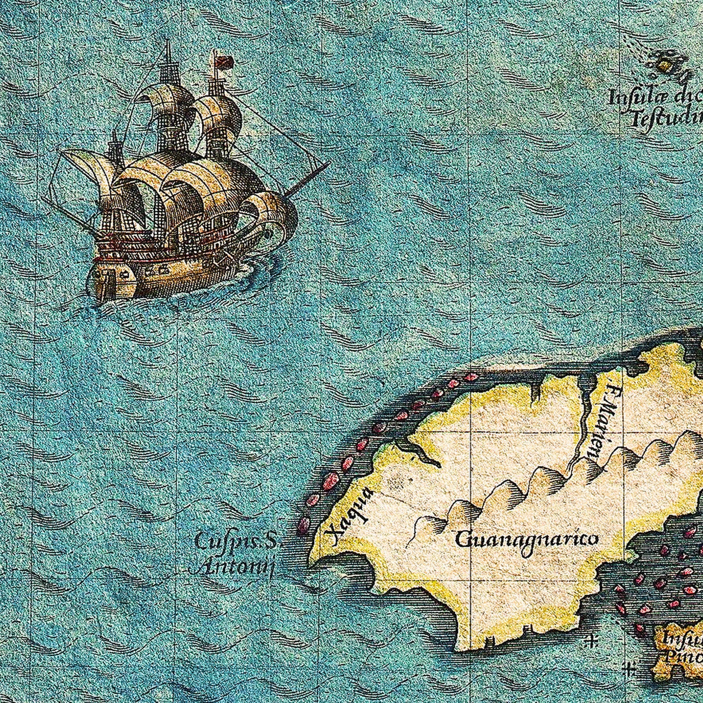 Florida USA 1591 - Old Antique Map - Art Print