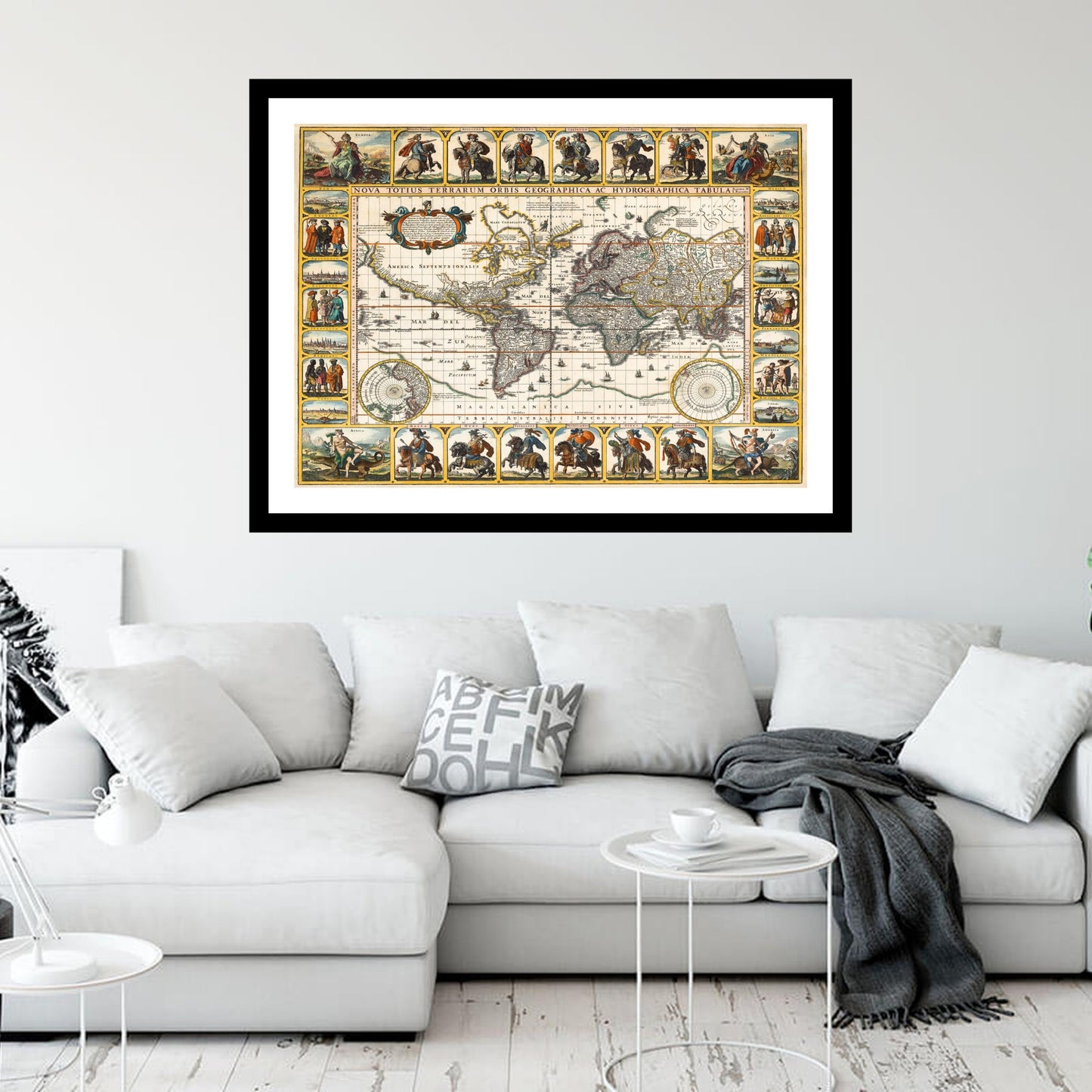 Antique map of the World from 1652 - art print. Vintage poster from the old maps of the World collection