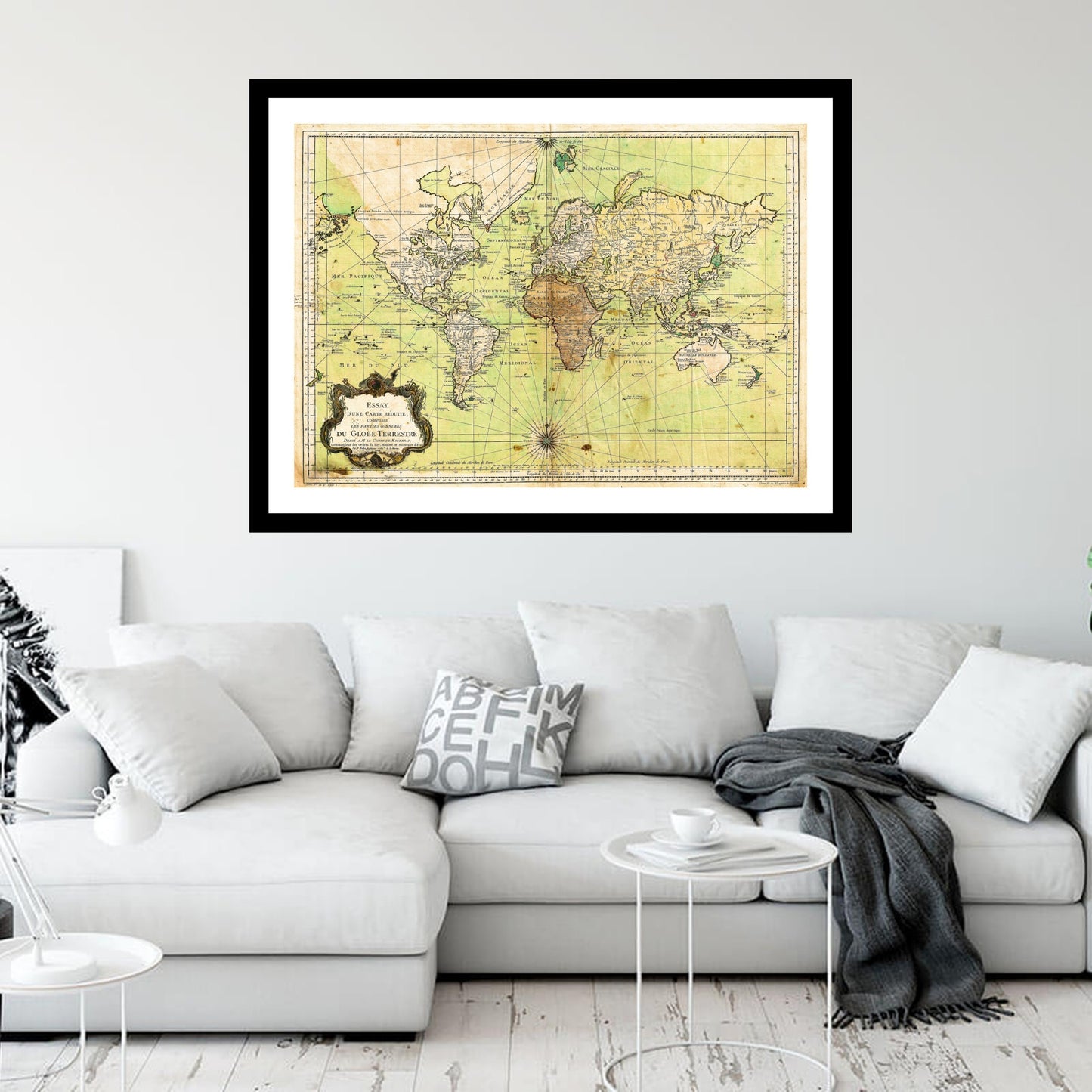 Antique map of the World from 1778 - art print. Vintage poster from the old maps of the World collection