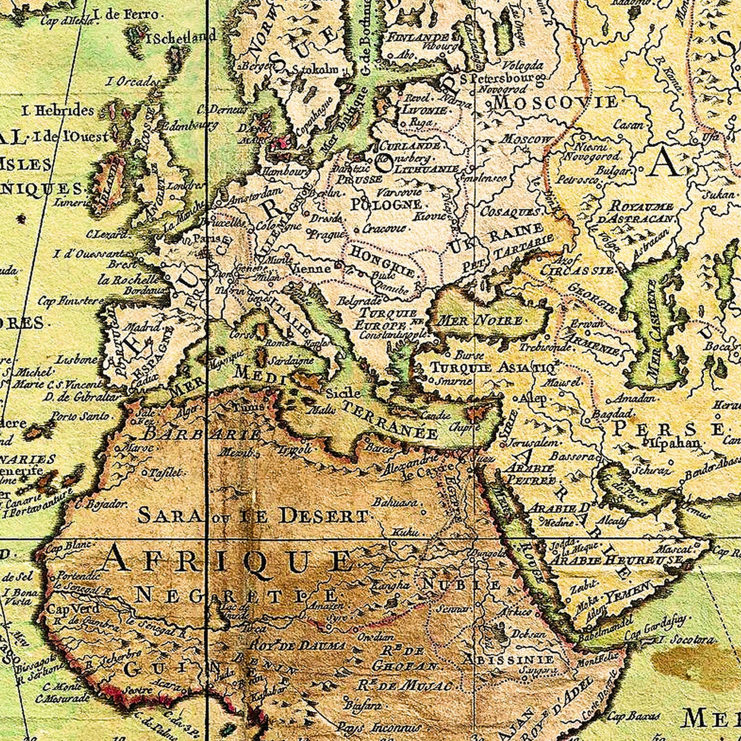 World 1778 - Old Antique Map - Art Print