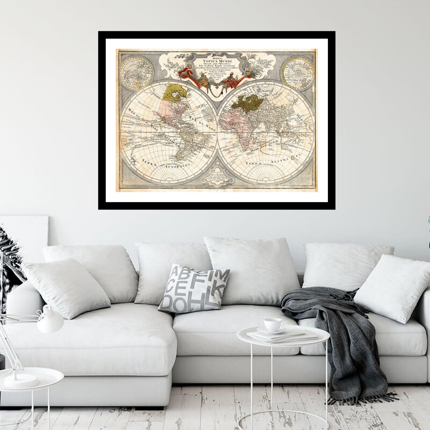Antique map of the World from 1775 - art print. Vintage poster from the old maps of the World collection