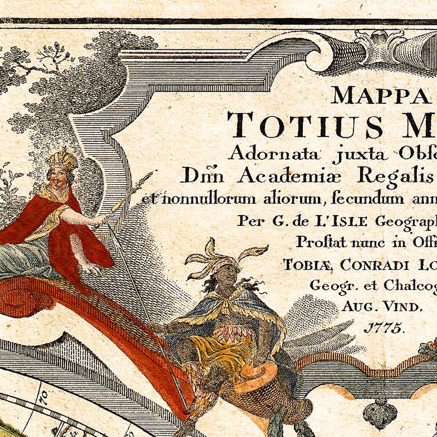 World 1775 - Old Antique Map - Art Print