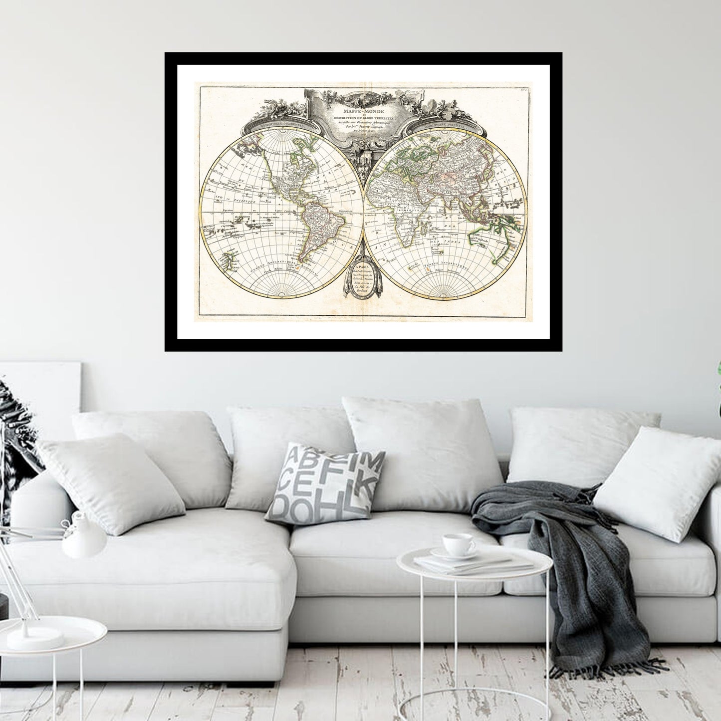 Antique map of the World from 1775 - art print. Vintage poster from the old maps of the World collection