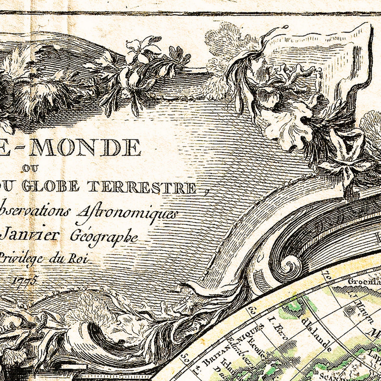 World 1775 - Old Antique Map - Art Print