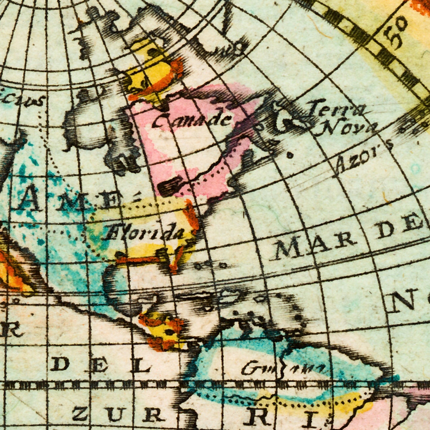 World 1682 - Old Antique Map - Art Print