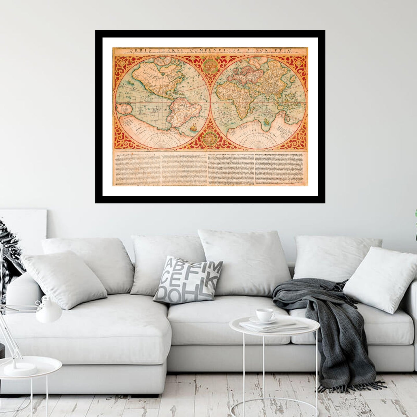 Antique map of the World from 1637 - art print. Vintage poster from the old maps of the World collection