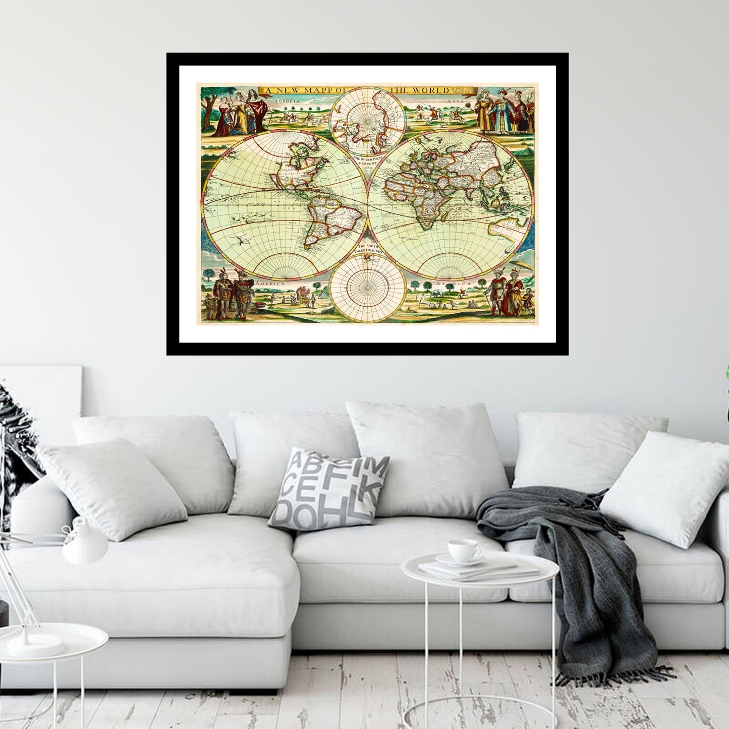Antique map of the World from 1702 - art print. Vintage poster from the old maps of the World collection