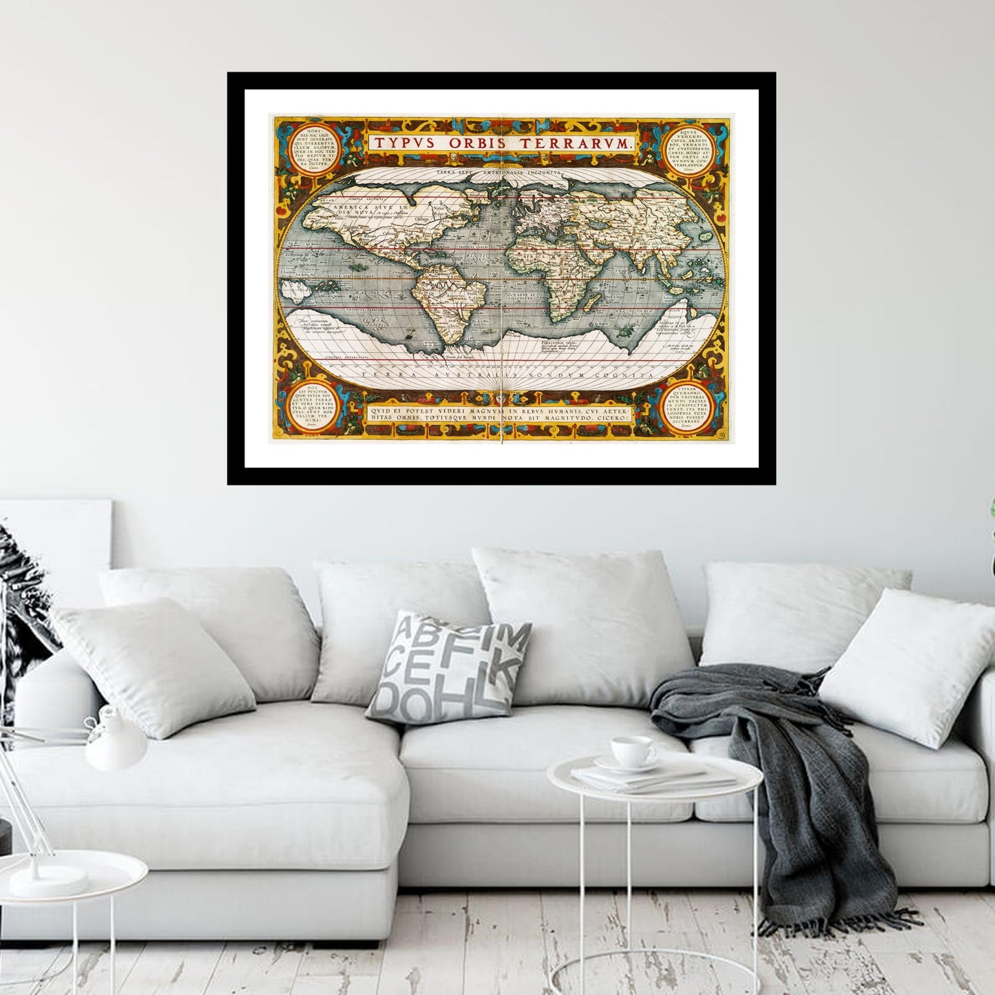 Antique map of the World from 1587 - art print. Vintage poster from the old maps of the World collection