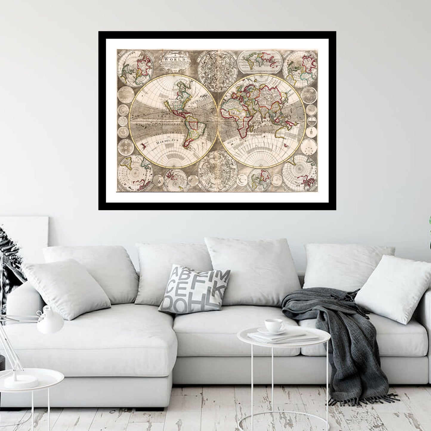 Antique map of the World from 1702 - art print. Vintage poster from the old maps of the World collection
