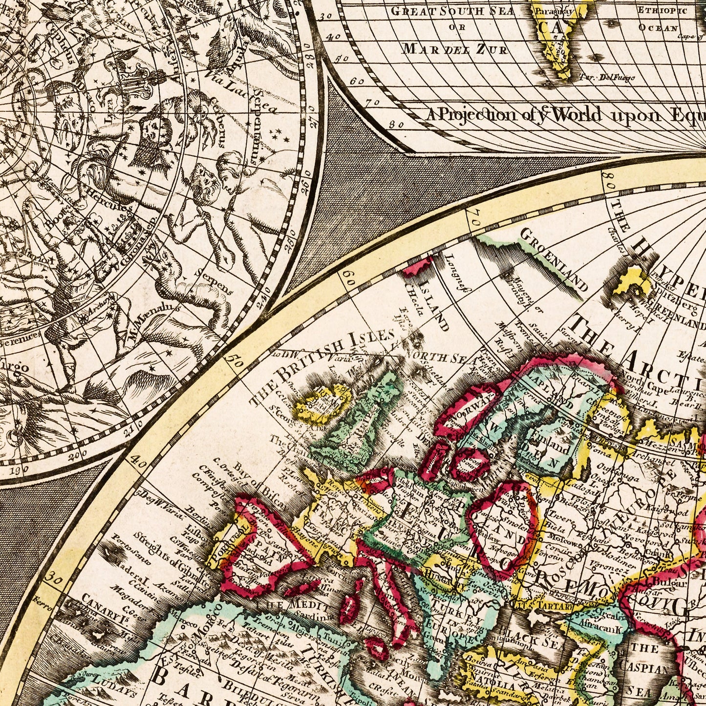 World 1702 - Old Antique Map - Art Print