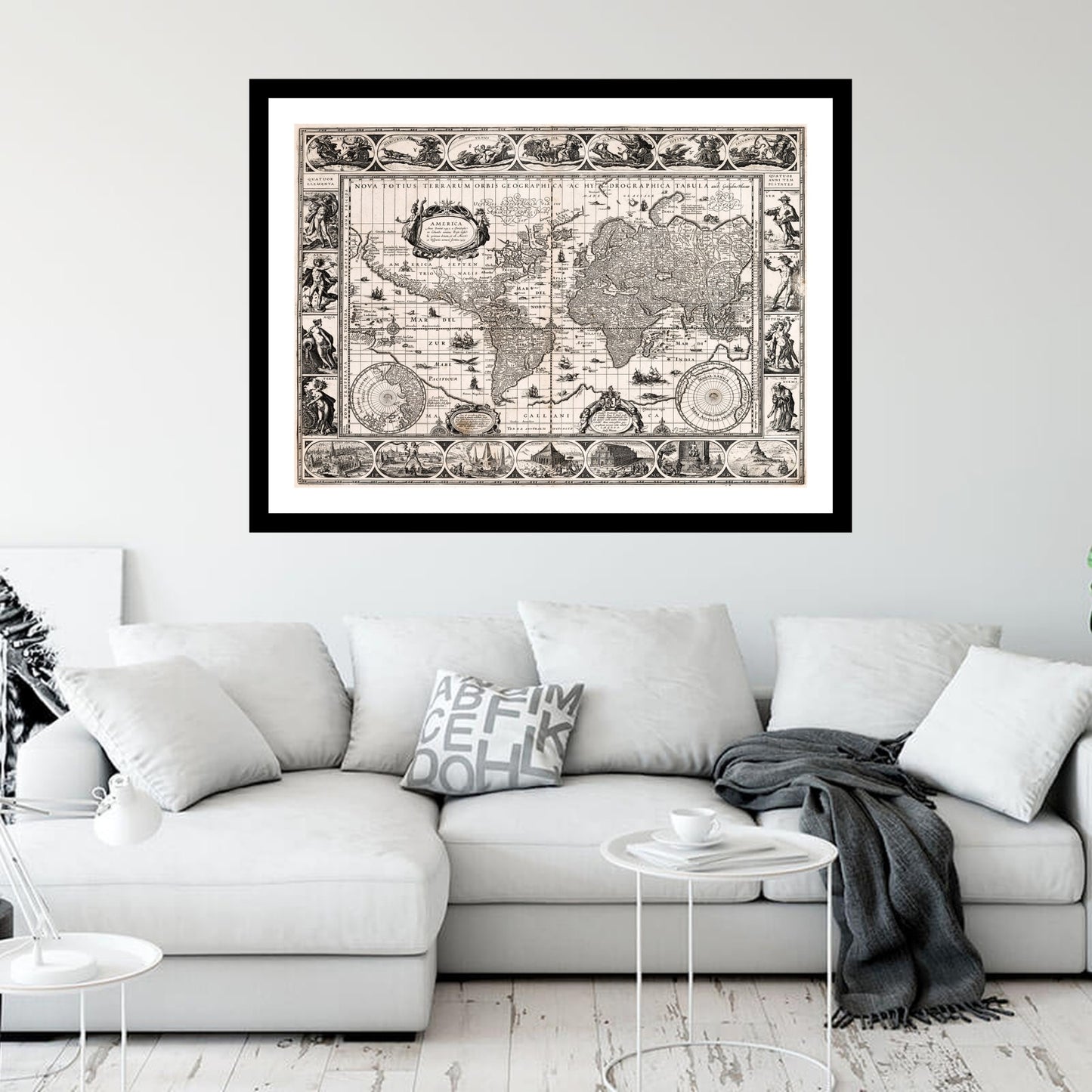 Antique map of the World from 1630 - art print. Vintage poster from the old maps of the World collection