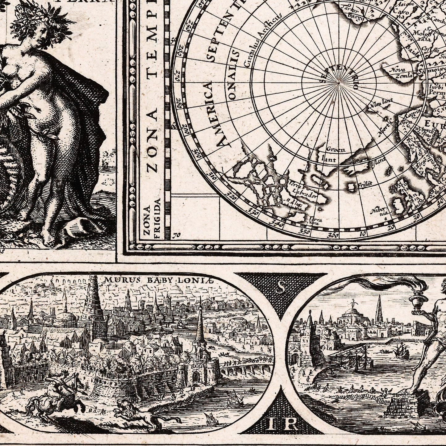 World 1630 - Old Antique Map - Art Print