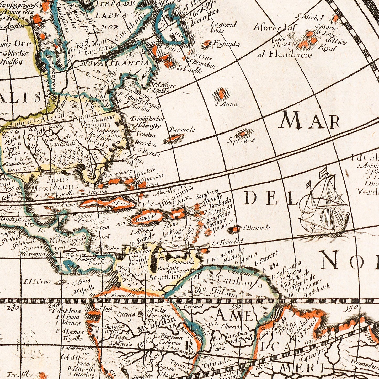 World 1655 - Old Antique Map - Art Print