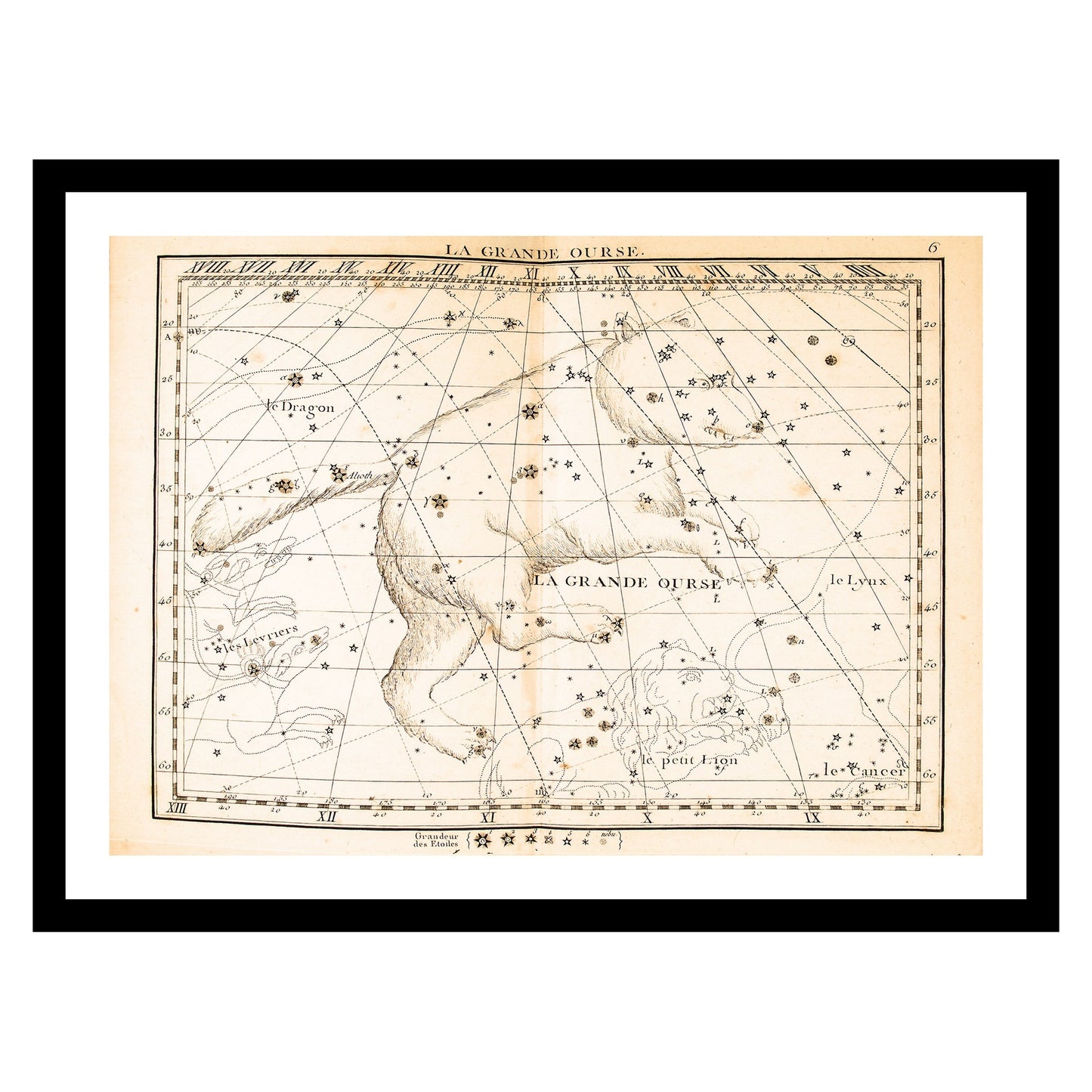 Antique map of Great Bear from 1795 - art print. Vintage poster from the old maps of Astronomy collection