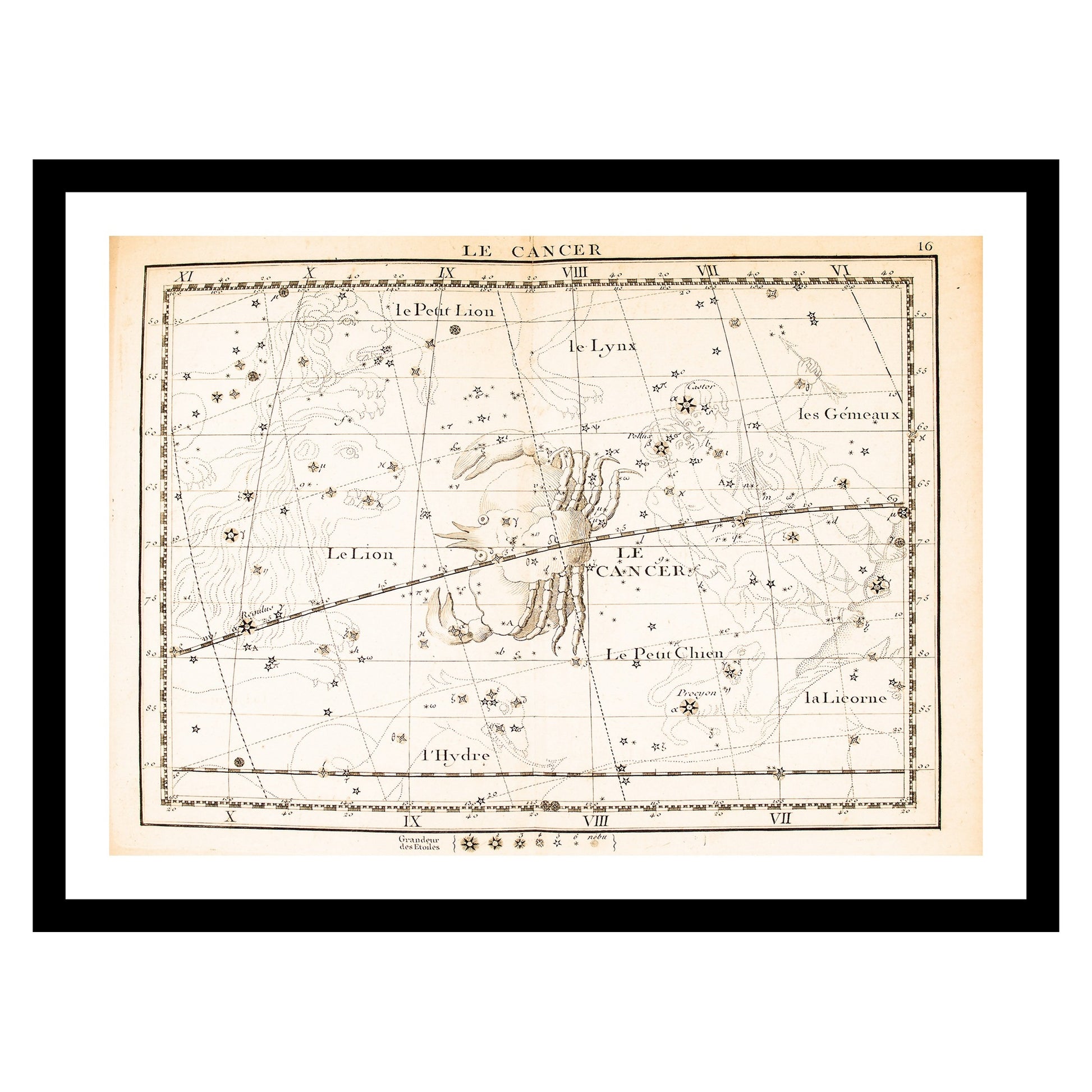 Antique map of Crab Cancer from 1795 - art print. Vintage poster from the old maps of Astronomy collection