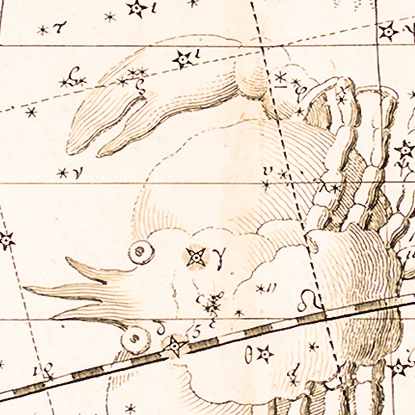 Crab Cancer 1795 – Astronomy - Old Antique Map - Art Print