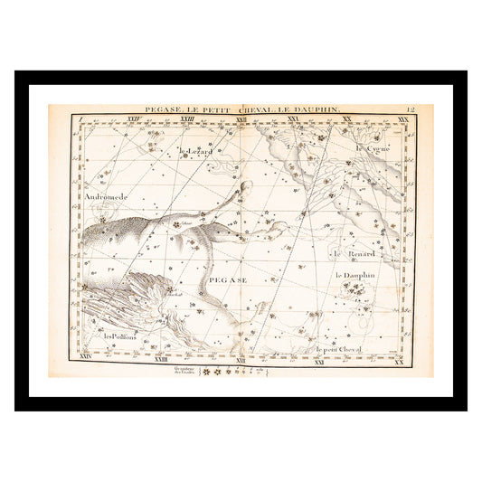 Antique map of Pegasus Delphinus from 1795 - art print. Vintage poster from the old maps of Astronomy collection