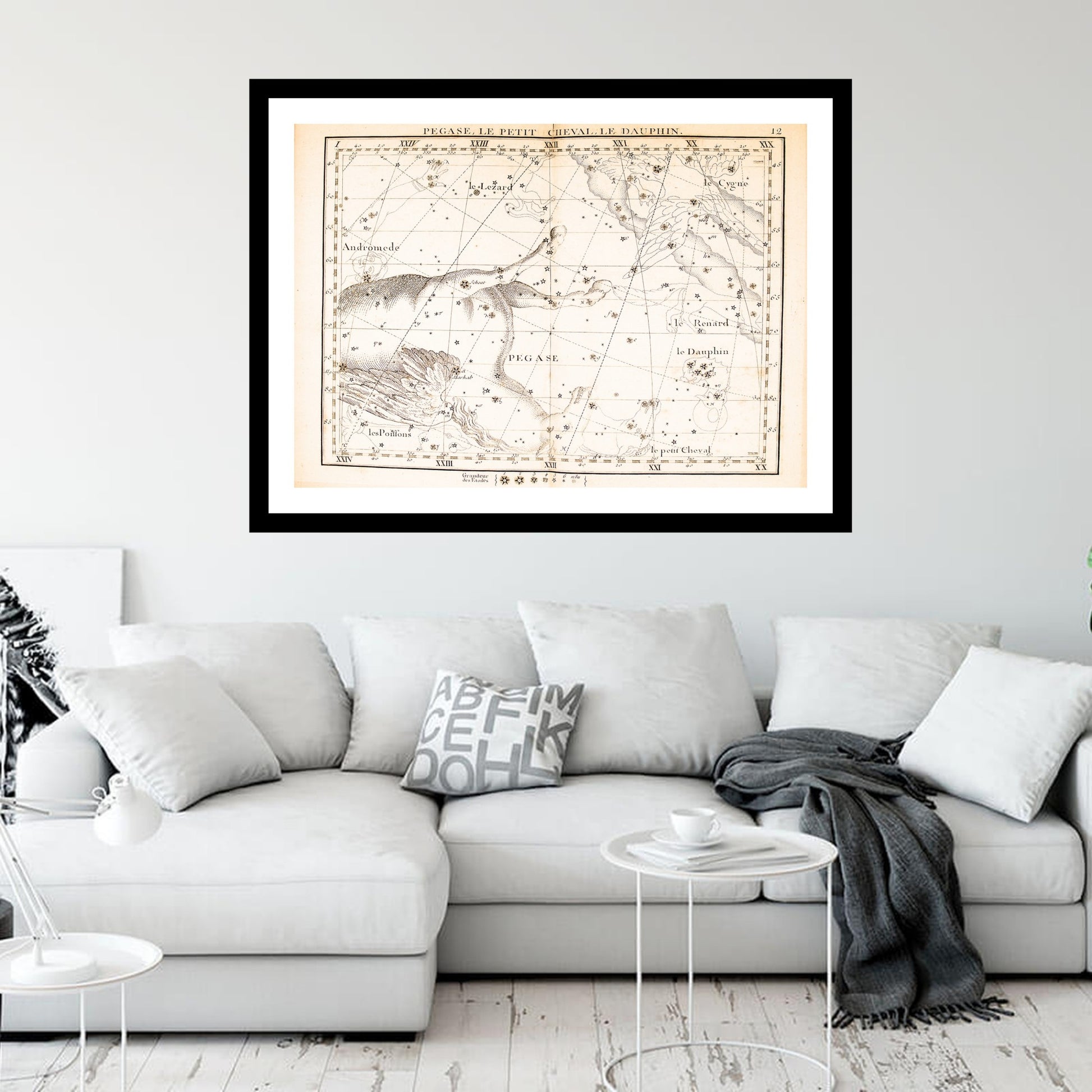 Antique map of Pegasus Delphinus from 1795 - art print. Vintage poster from the old maps of Astronomy collection