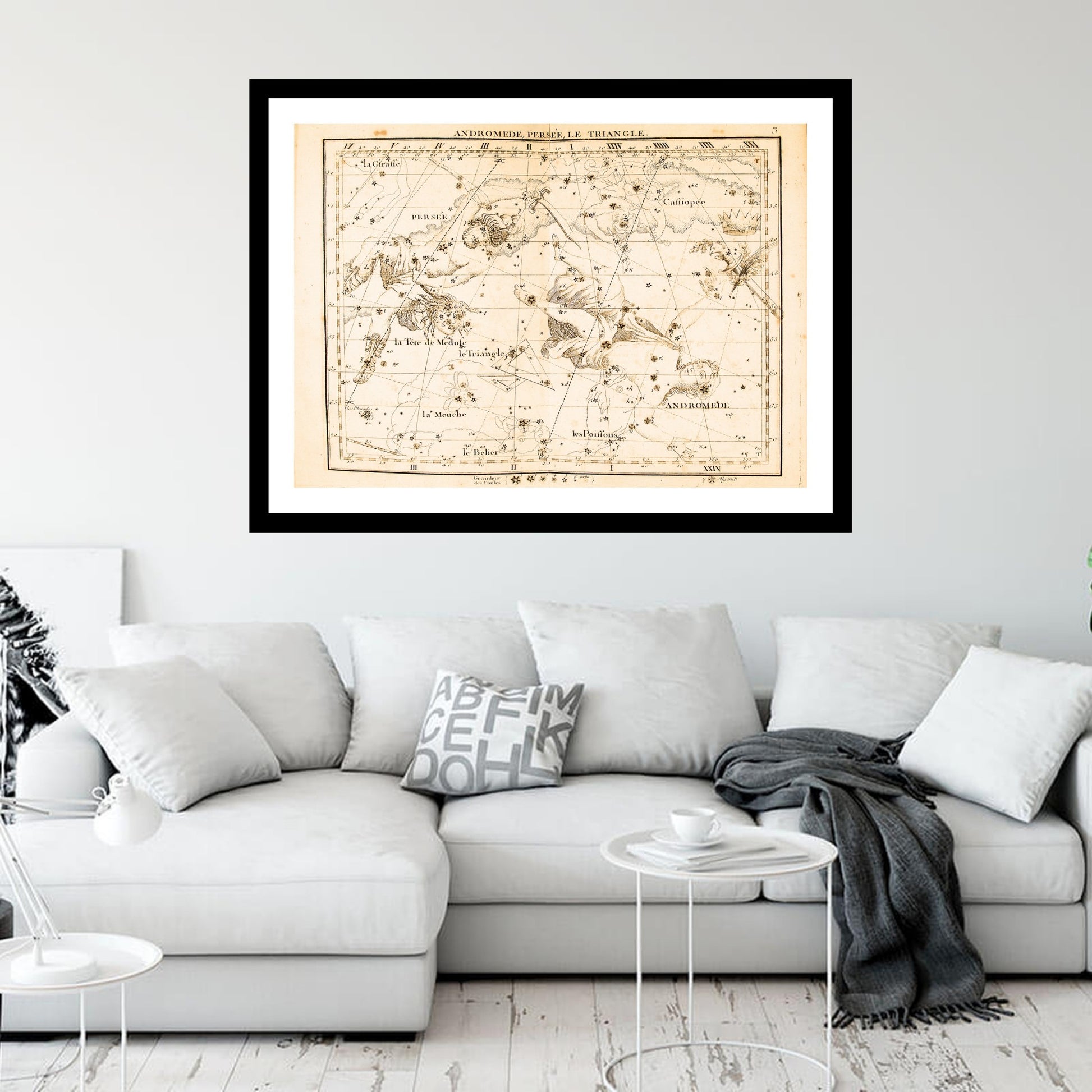 Antique map of Andromeda Perseus from 1795 - art print. Vintage poster from the old maps of Astronomy collection