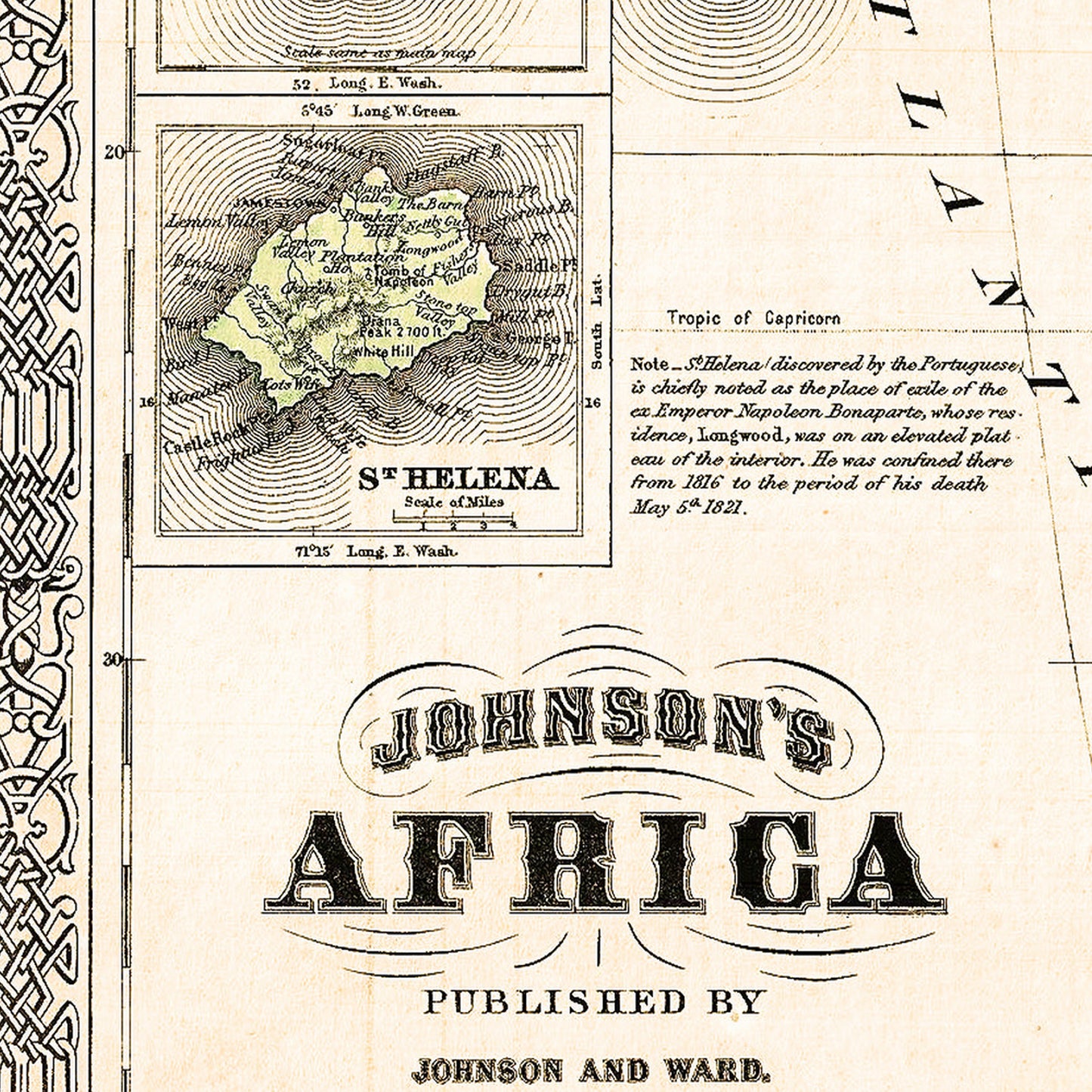 Africa 1864 - Old Antique Map - Art Print